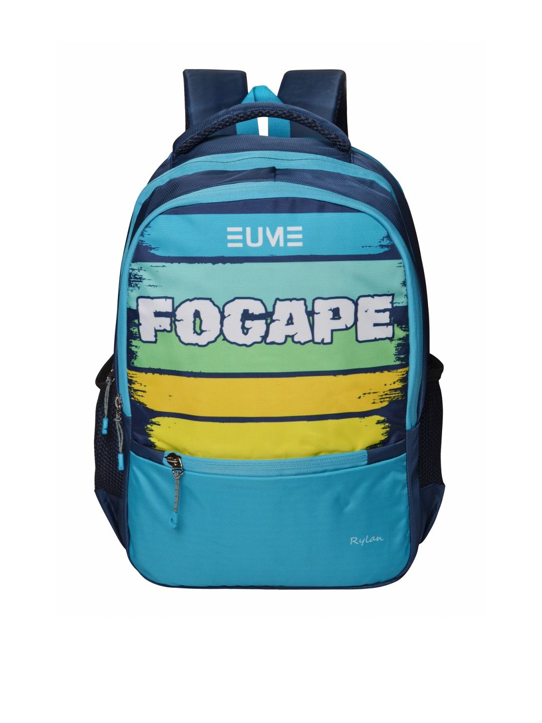 EUME Unisex Turquoise Blue & White Typography Backpack Price in India