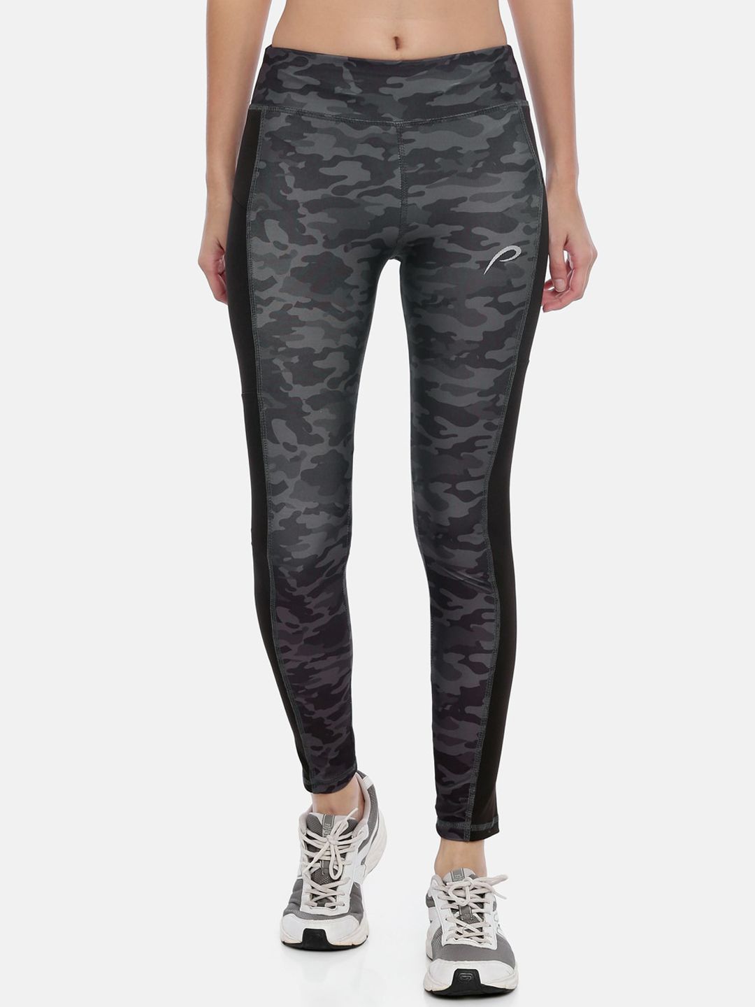 Proline Women Grey & Black Camouflage Printed Sports Joggers Price in India