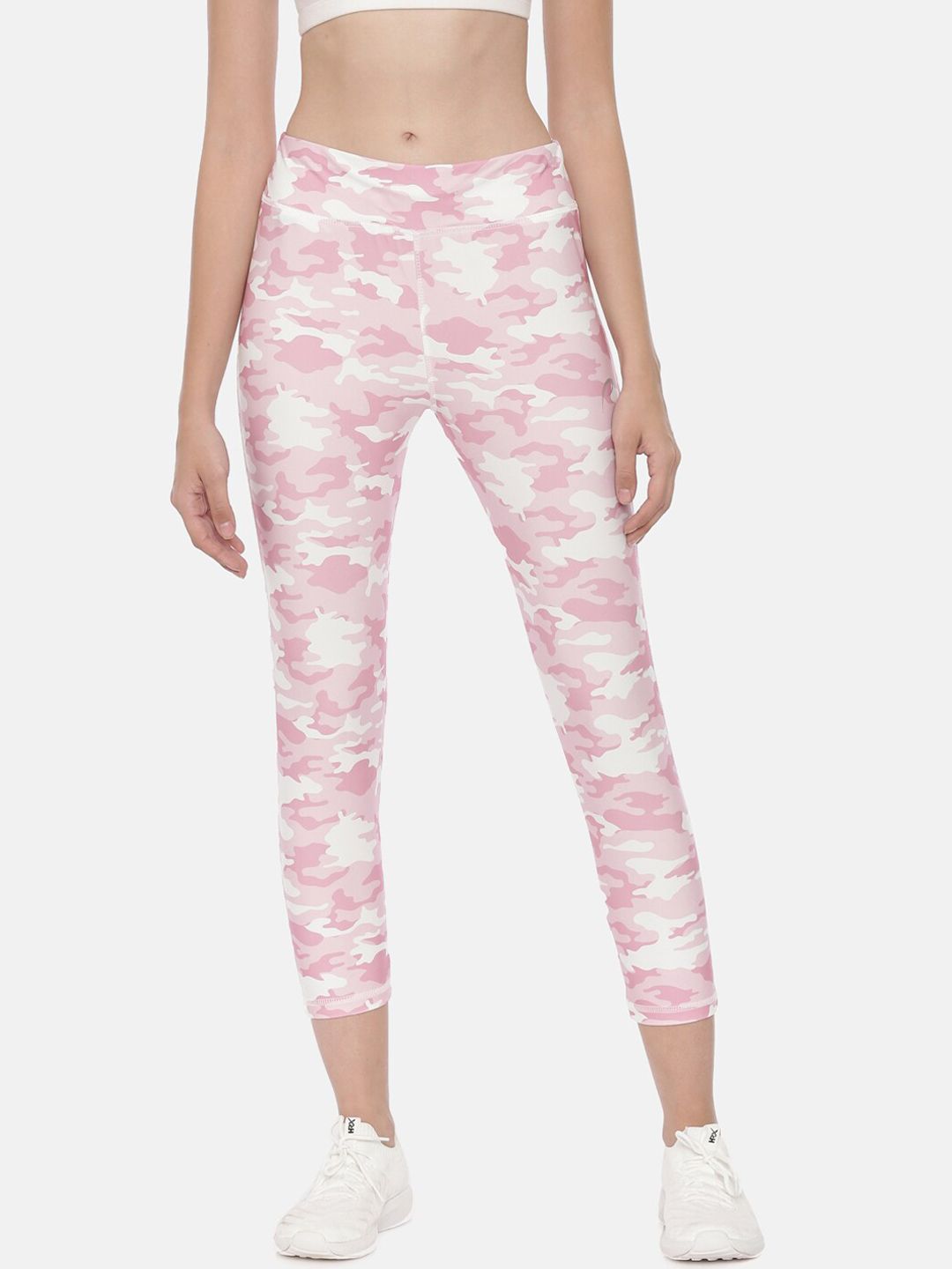 Proline Women Pink & White Camouflage Printed Tights Price in India