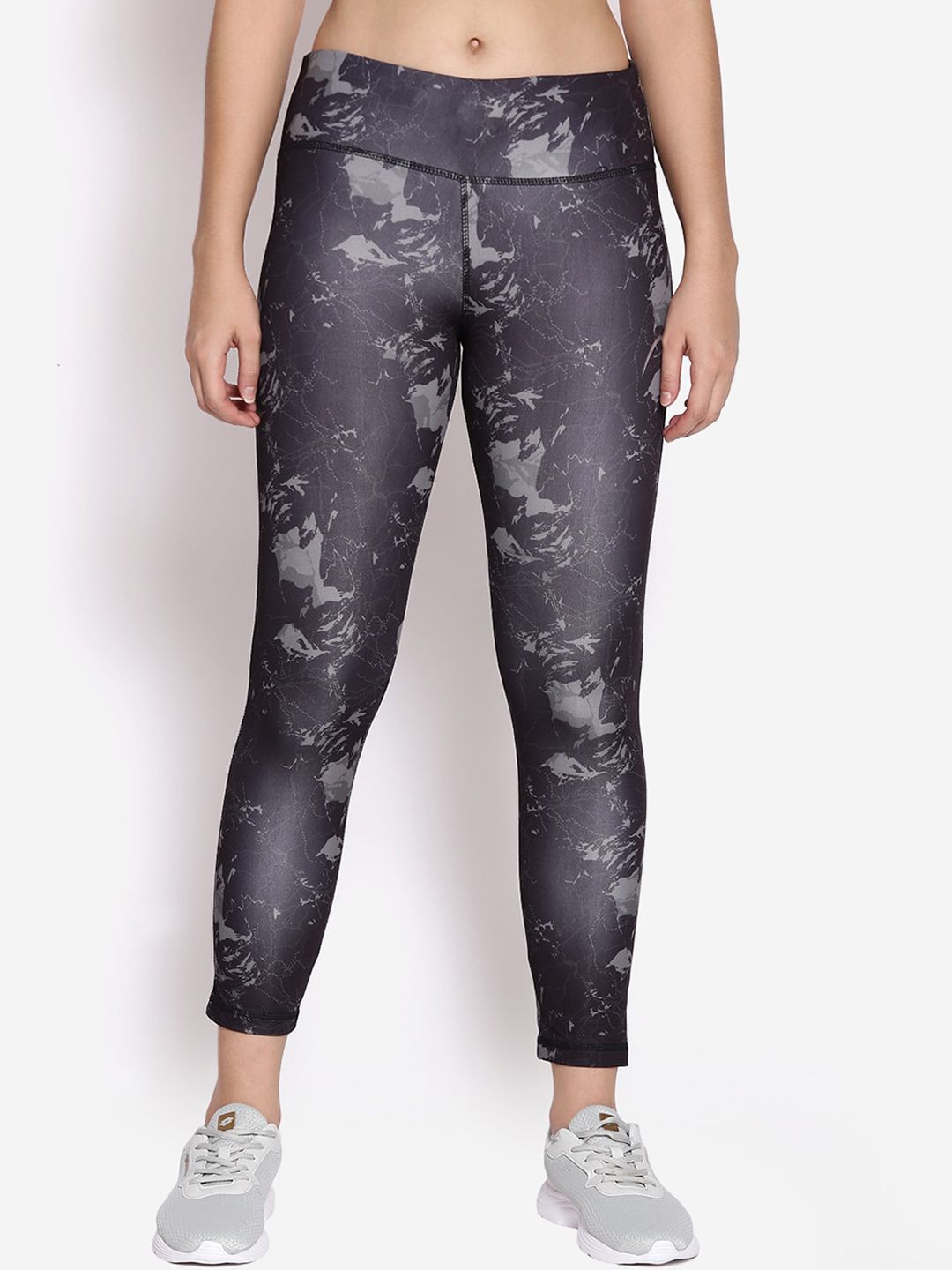 Proline Women Navy Blue & Grey Abstract Printed Track Pants Price in India