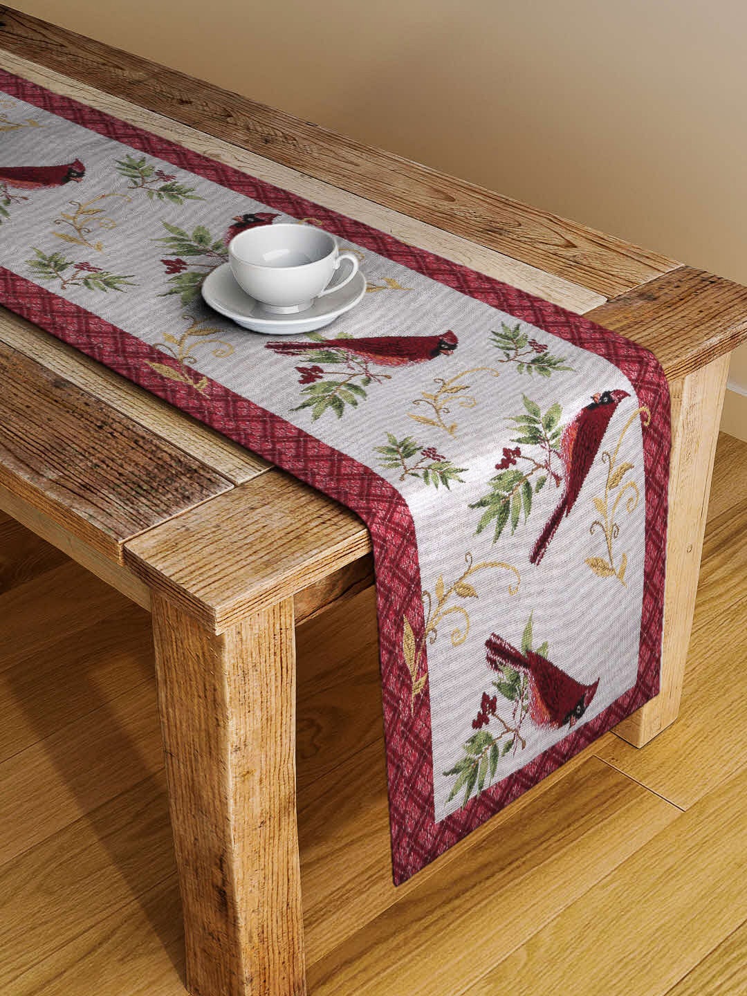 Arrabi Red Hand Tufted 4 Seater Table Runner Price in India