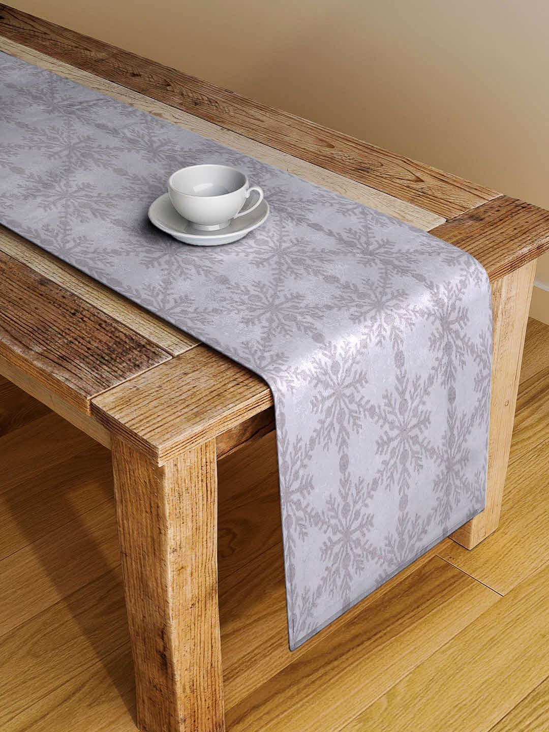 Arrabi Grey TC Cotton Blend 4 Seater Table Runner Price in India