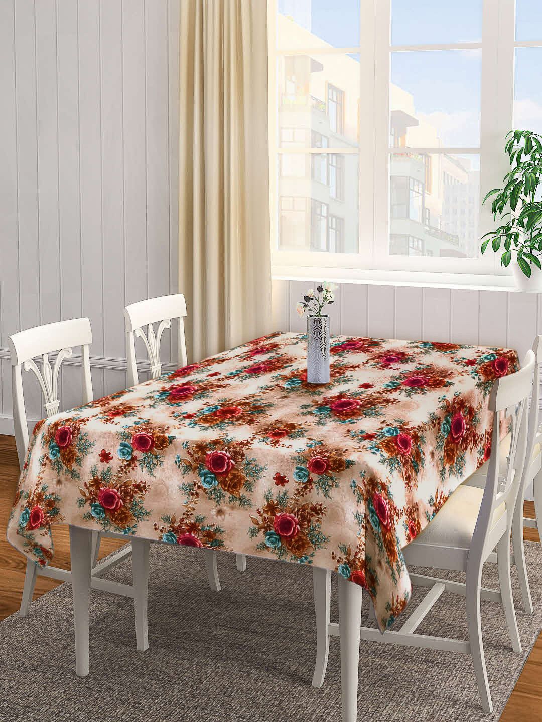 Arrabi Multi Floral Printed 6-Seater Rectangle Table Cover Price in India