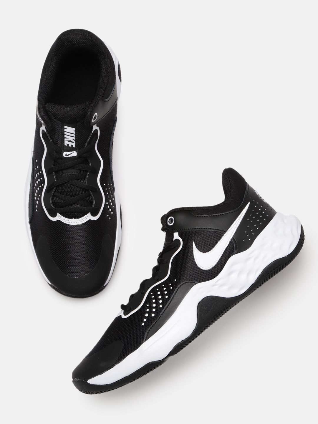 nike black and white sports shoes