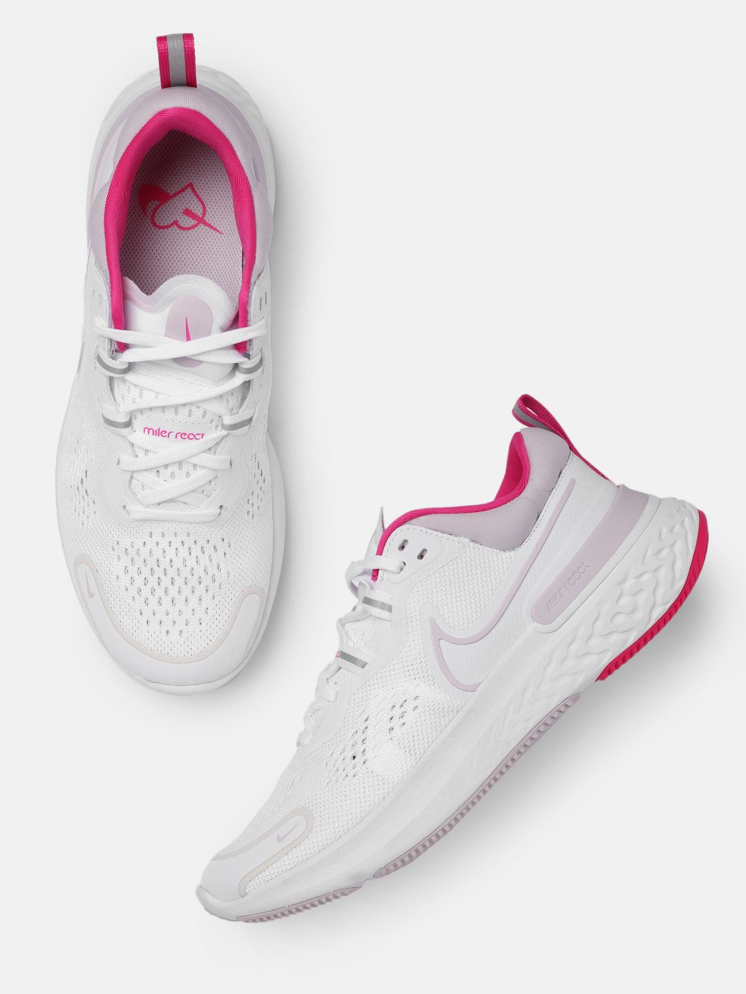 Nike Women White Mesh REACT MILER 2 Running Shoes Price in India