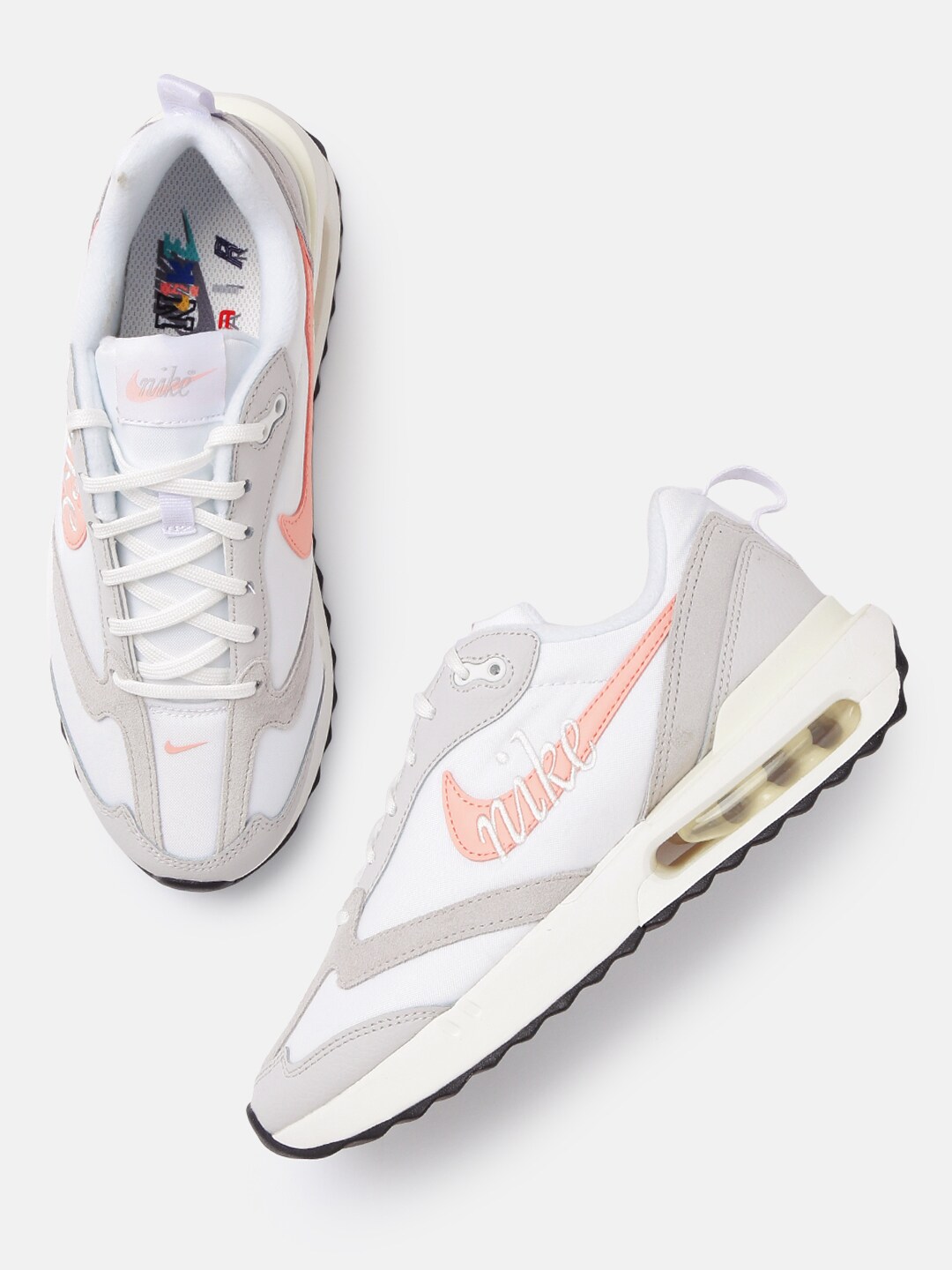 Nike Women White & Grey Colourblocked AIR MAX DAWN Leather Sneakers Price in India