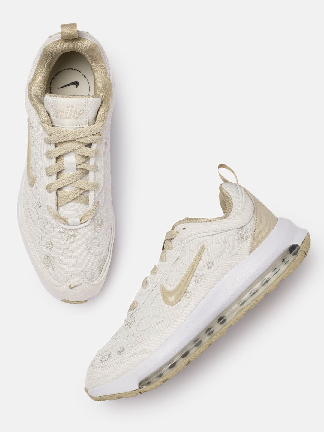 Nike Women Off-White Floral Embroidered Sneakers Price in India