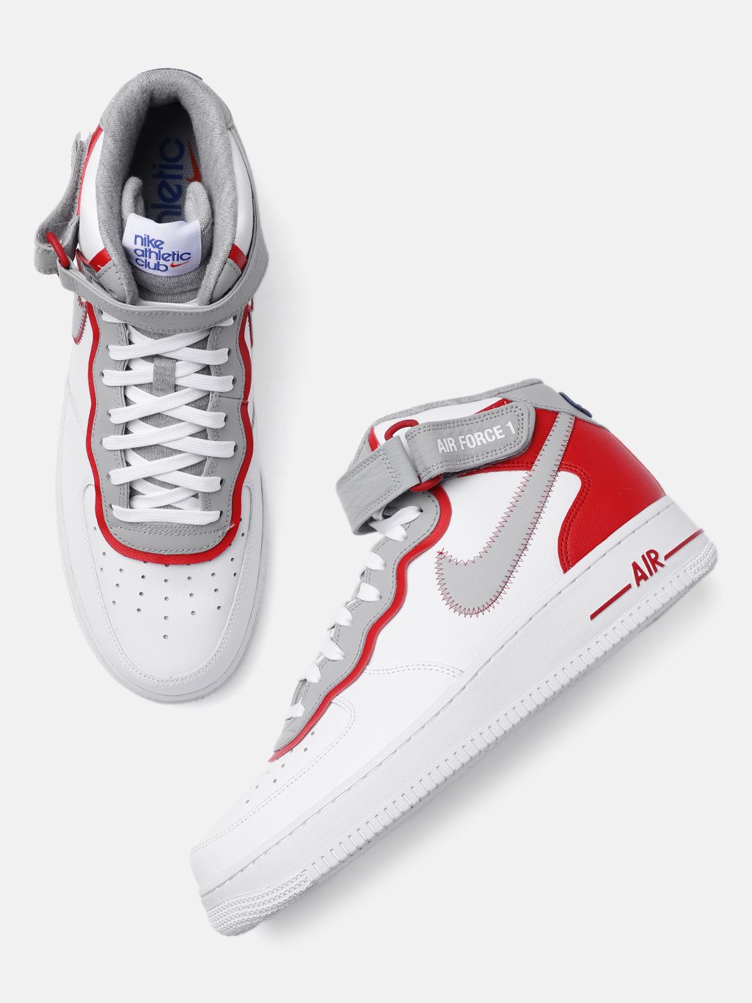Buy Nike Men White & Lt Smoke Grey Perforated Leather Air Force 1