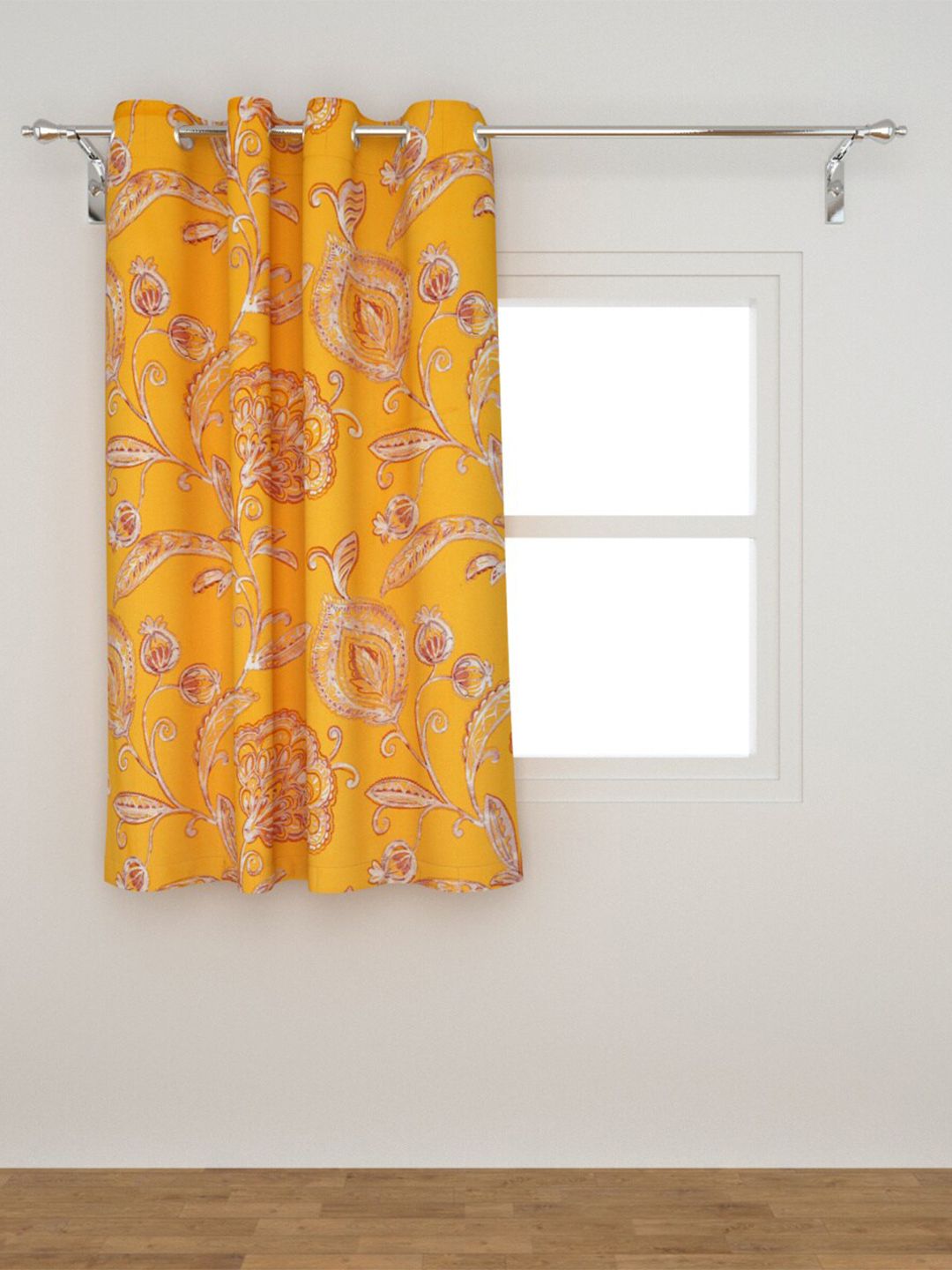 Home Centre Yellow & White Floral Cotton Window Curtain Price in India