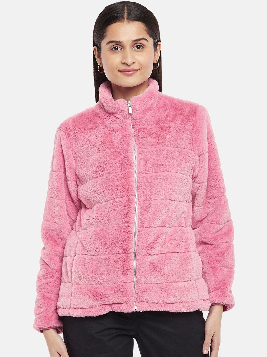 Honey by Pantaloons Women Pink Quilted Jacket Price in India