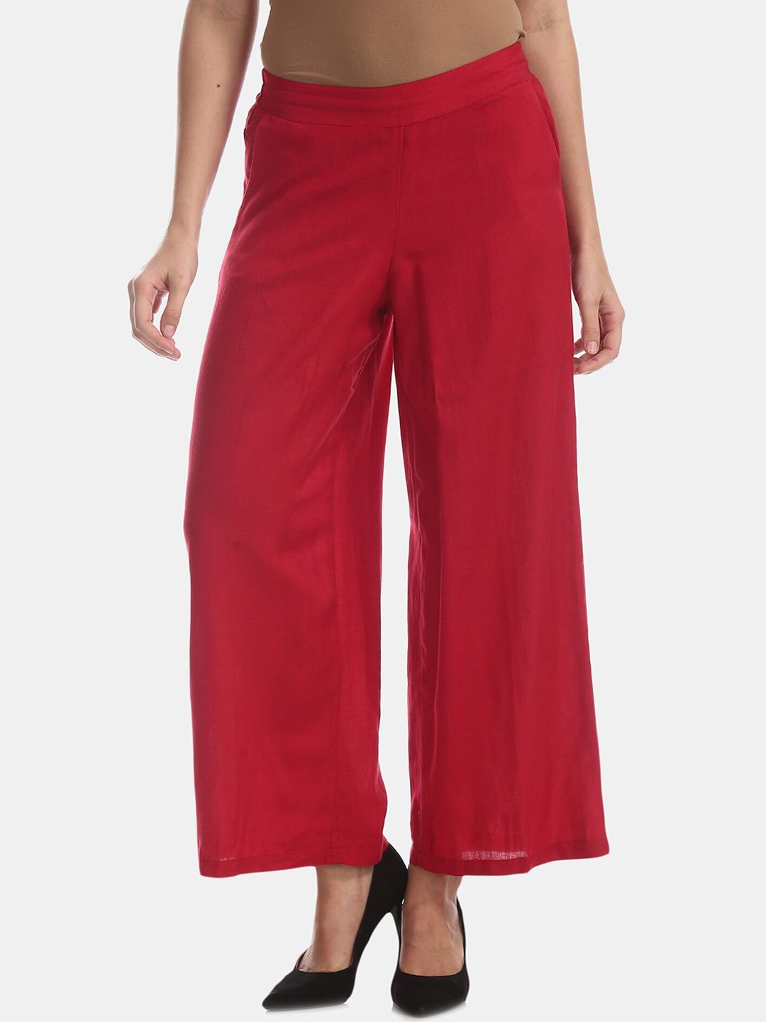 Bronz Women Red Solid Palazzos Price in India