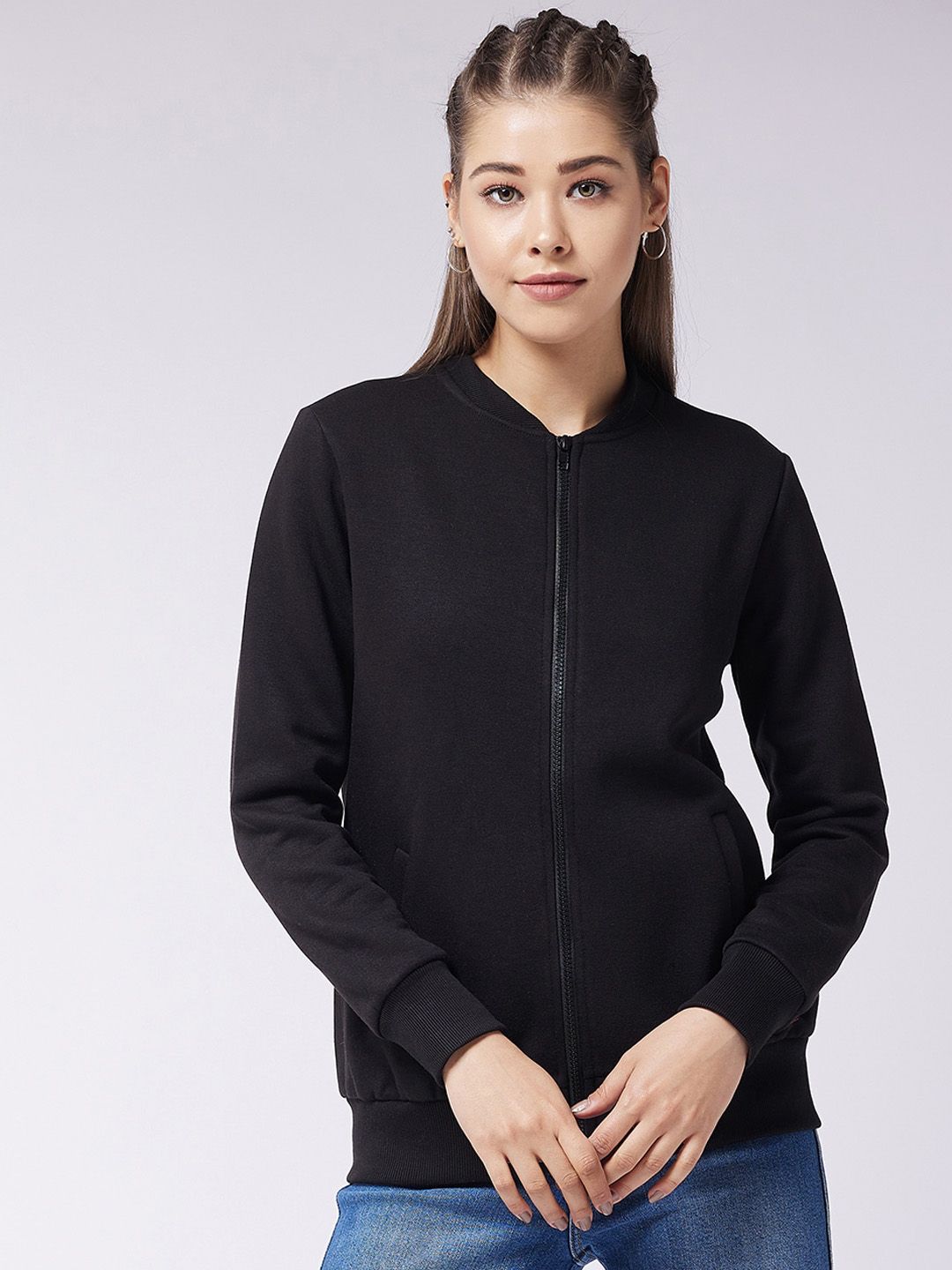 Miss Chase Women Black Solid Open Front Jacket Price in India