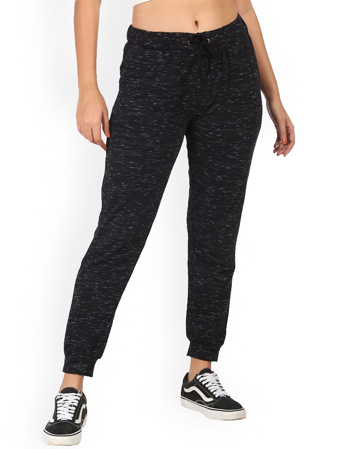 Sugr Women Black Solid Straight Fit Joggers Price in India