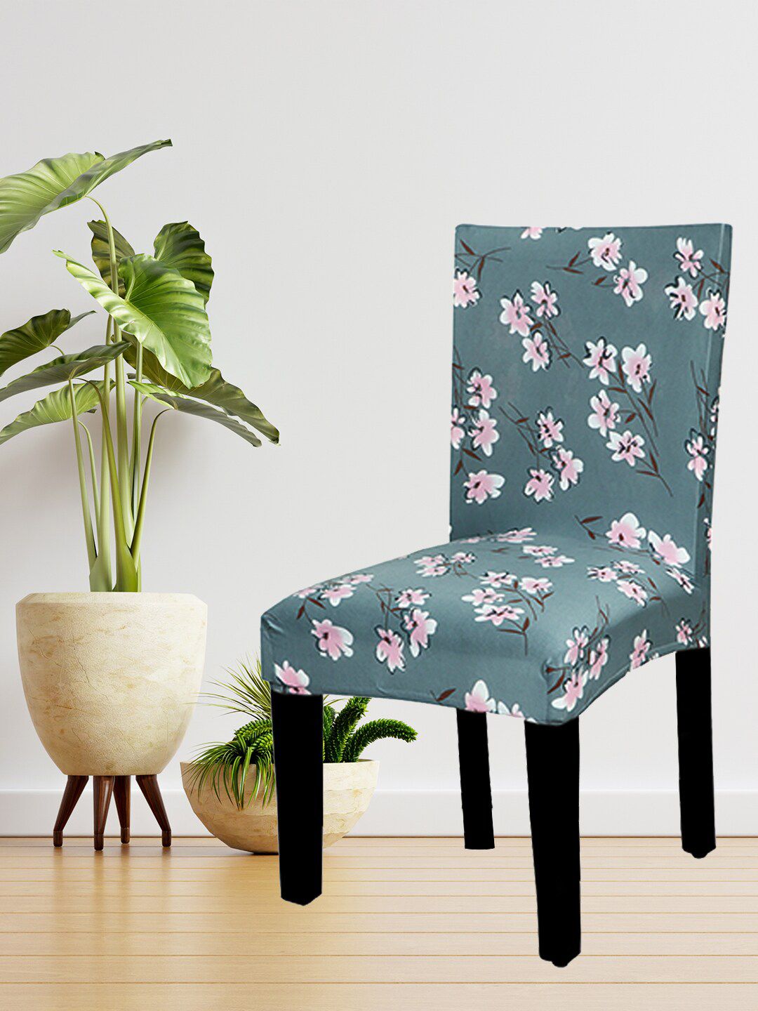 HOUSE OF QUIRK Green & Pink Floral Printed Chair Cover Price in India