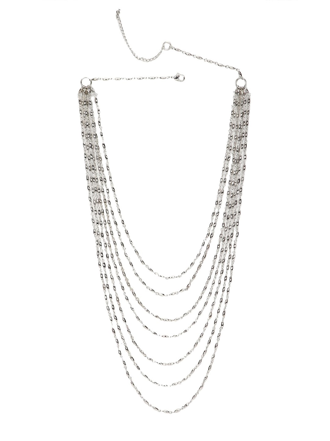 FOREVER 21 Silver-Toned Metal Silver-Plated Layered Necklace Price in India