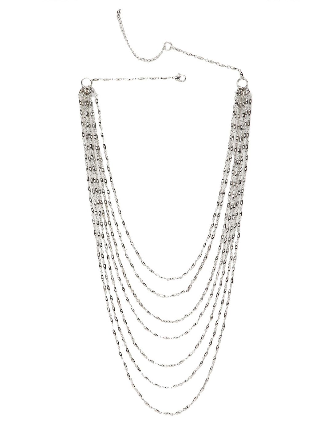 FOREVER 21 Silver-Toned Metal Silver-Plated Layered Necklace Price in India