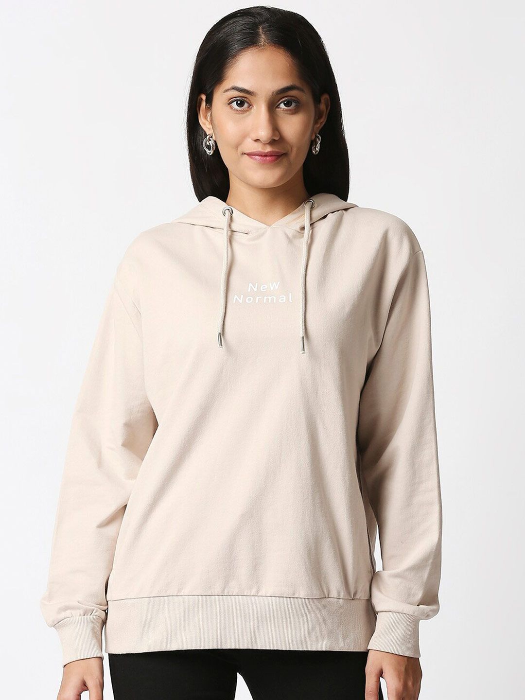 20Dresses Women Beige Hooded Sweatshirt Price in India