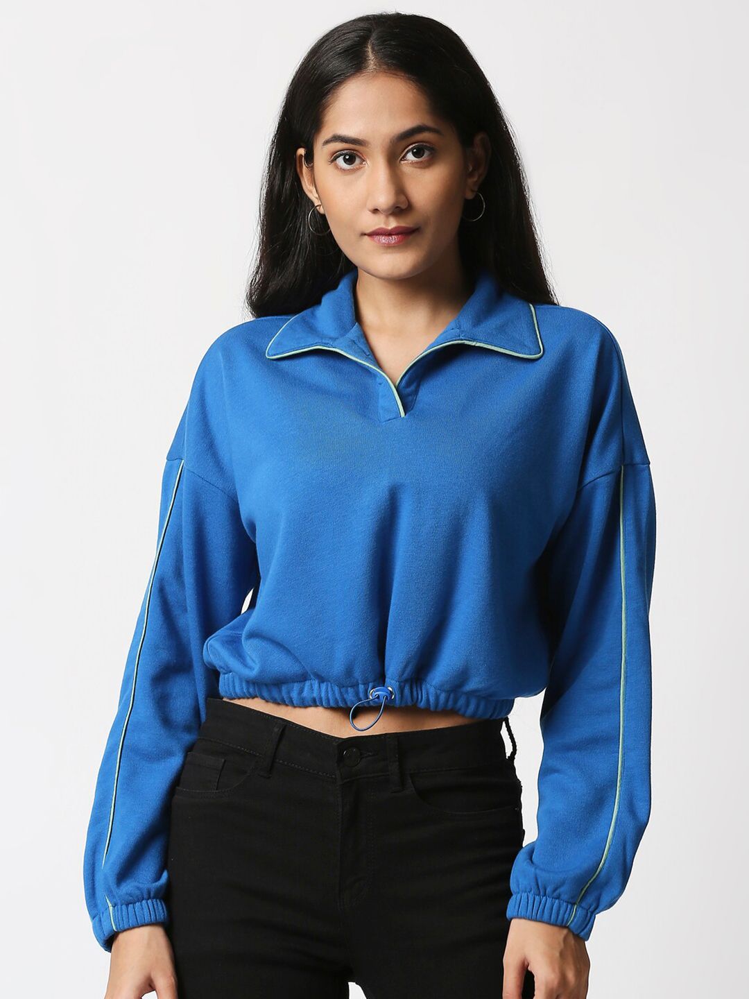 20Dresses Women Blue Crop Sweatshirt Price in India