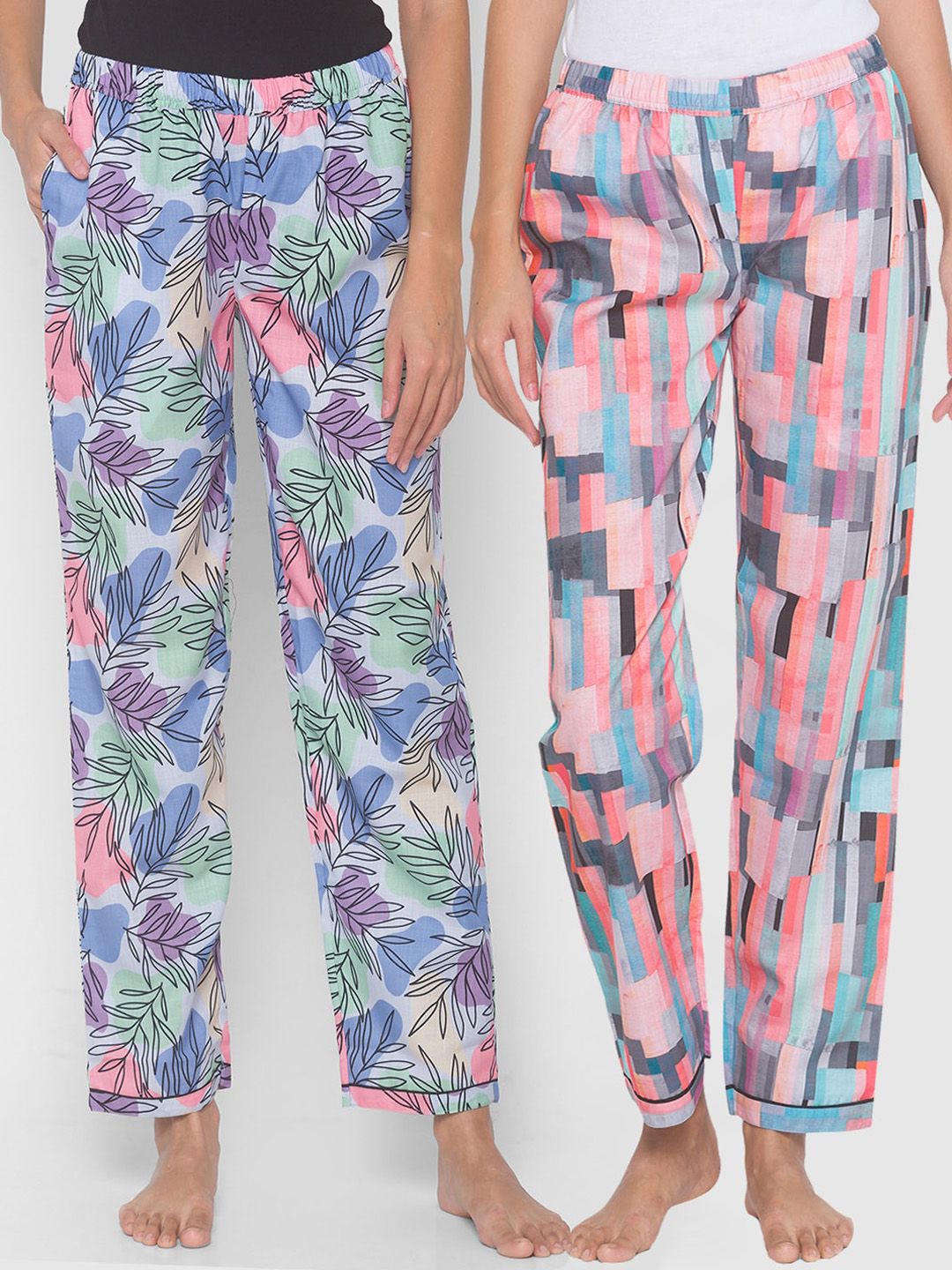 FashionRack Pack of 2 Women Printed Cotton Lounge Pants Price in India