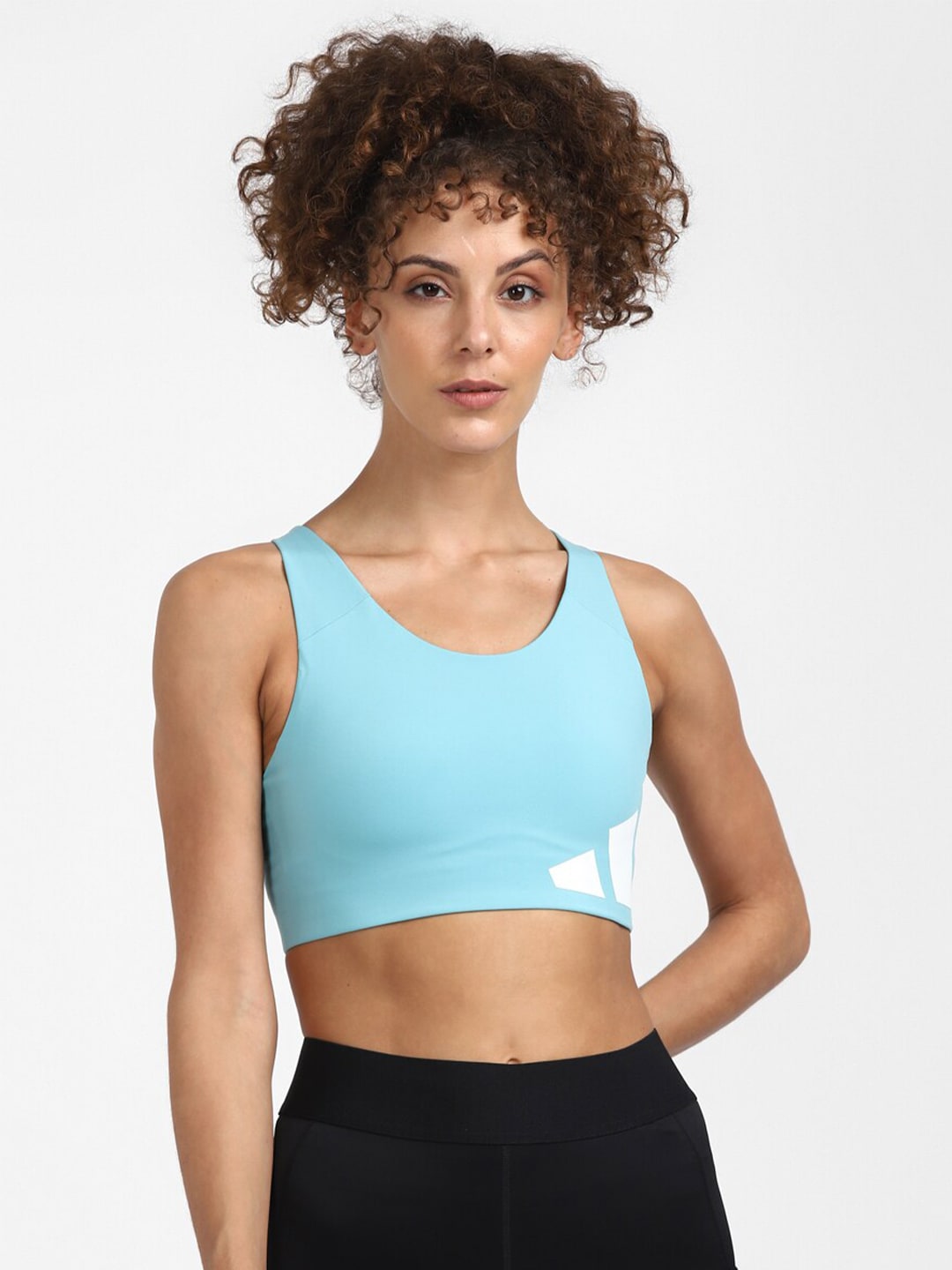 ADIDAS Blue & White Lightly Padded Workout Bra Price in India