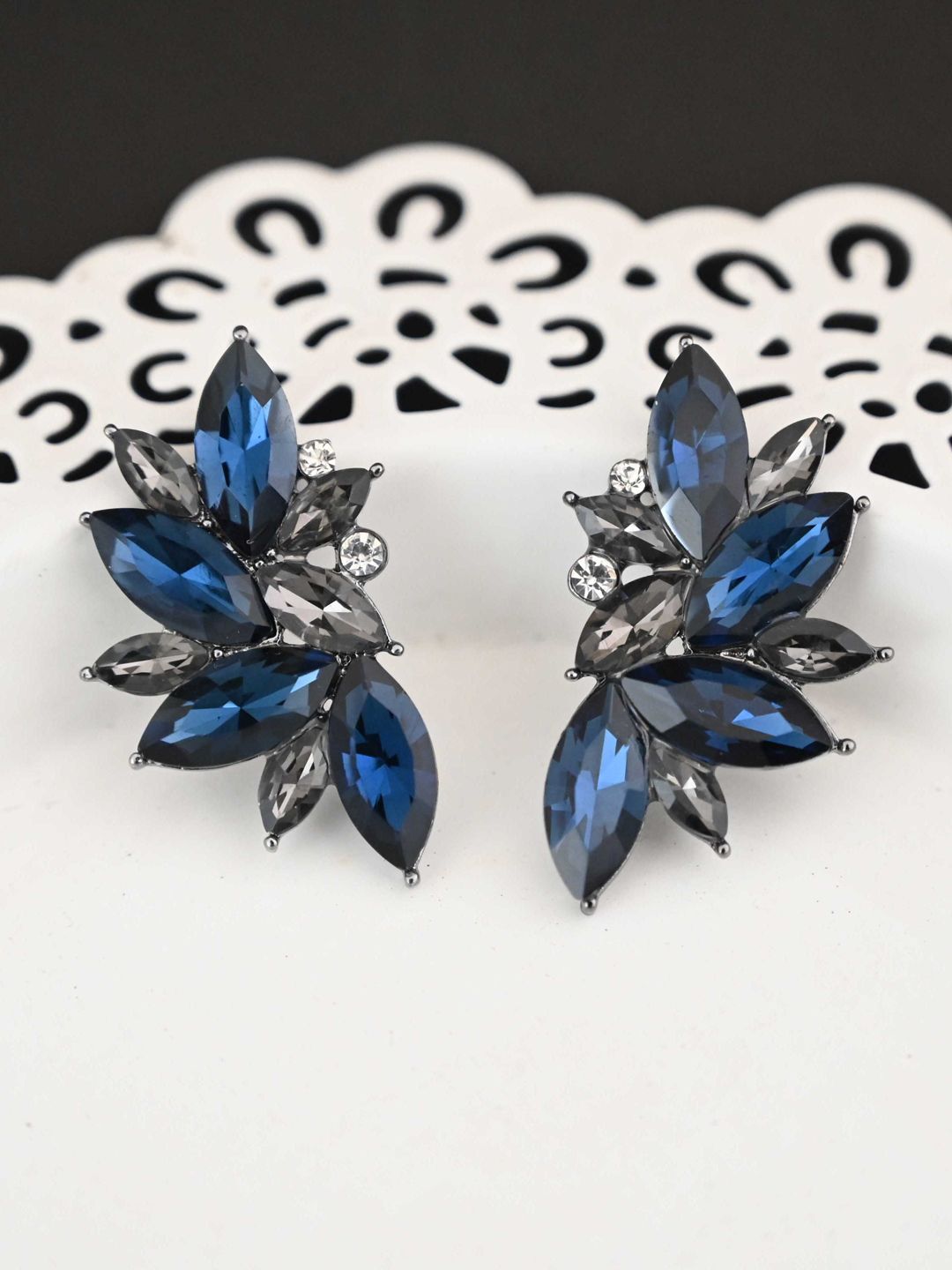 justpeachy Blue Contemporary Studs Earrings Price in India