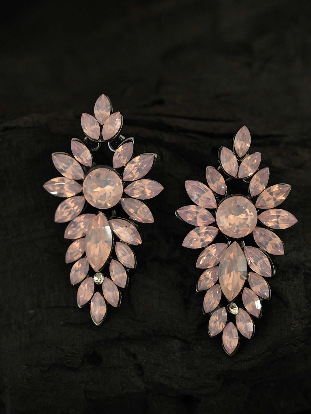 justpeachy Pink Floral Drop Earrings Price in India