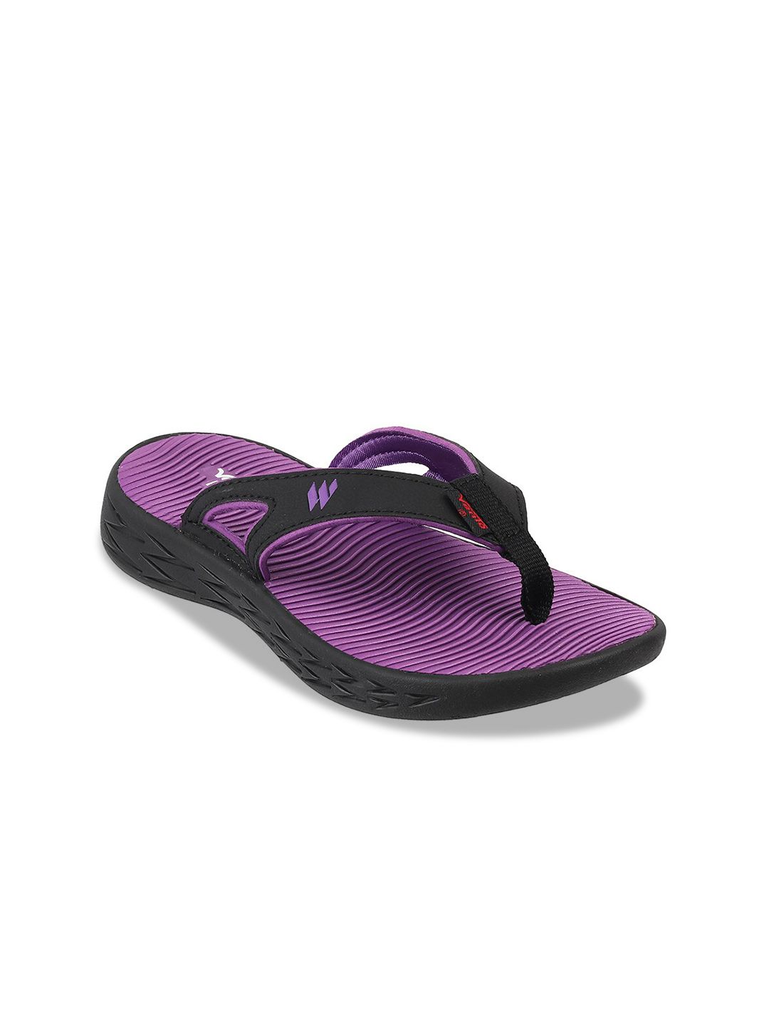 Vento Unisex Black & Purple Rubber Thong Flip-Flops Price in India