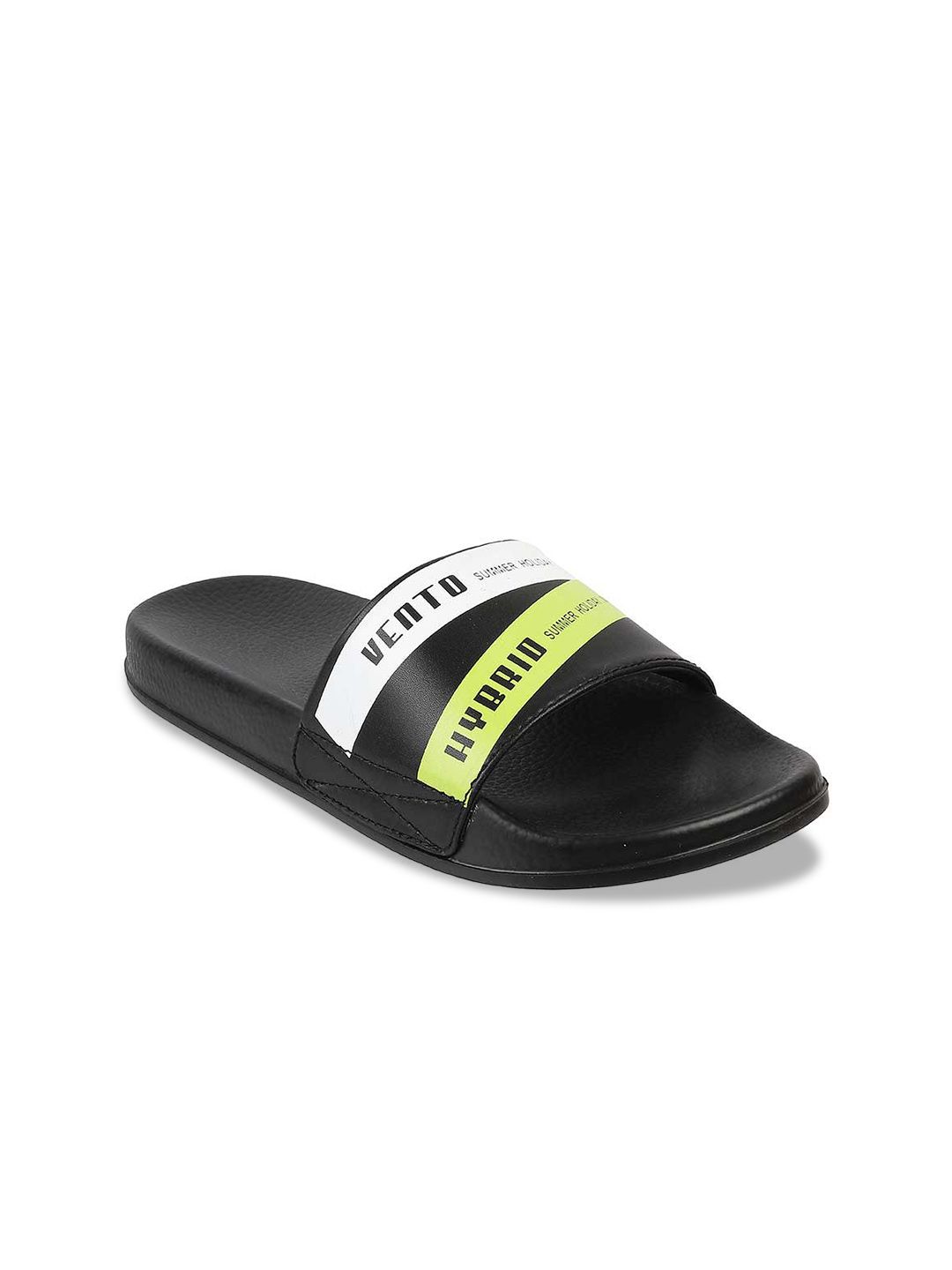 Vento Unisex Black & Yellow Rubber Thong Flip-Flops Price in India