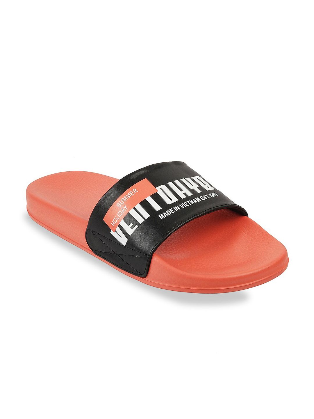 Vento Unisex Orange & Black Printed Rubber Thong Flip-Flops Price in India