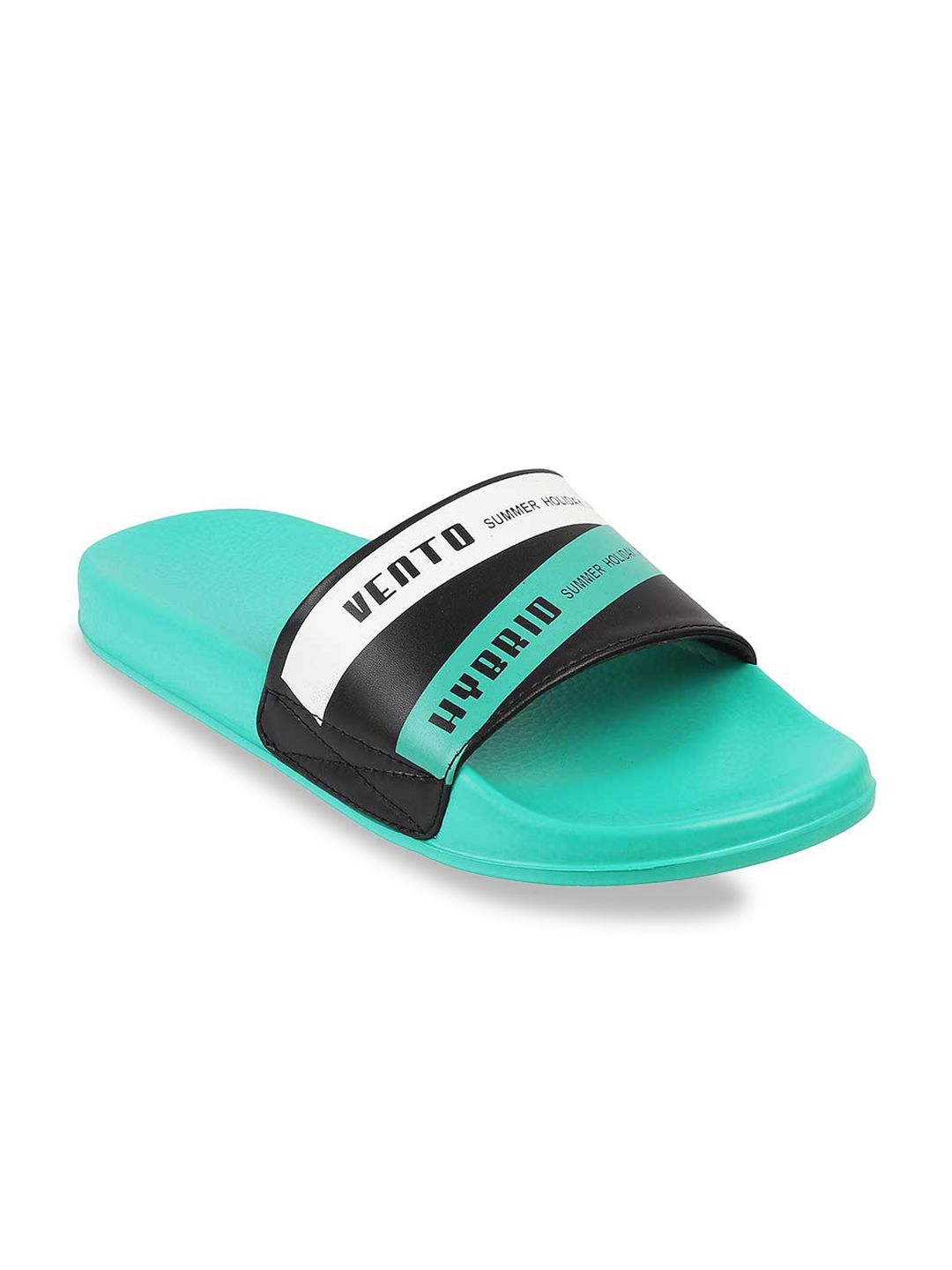 Vento Unisex Teal & Black Colourblocked Thong Flip-Flops Price in India