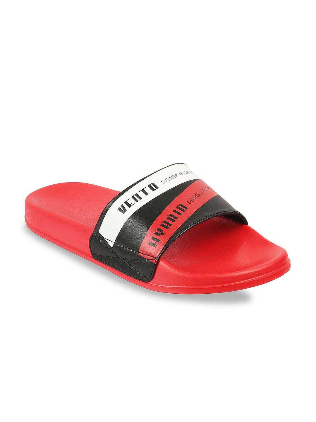 Vento Unisex Red & Black Rubber Sliders Price in India