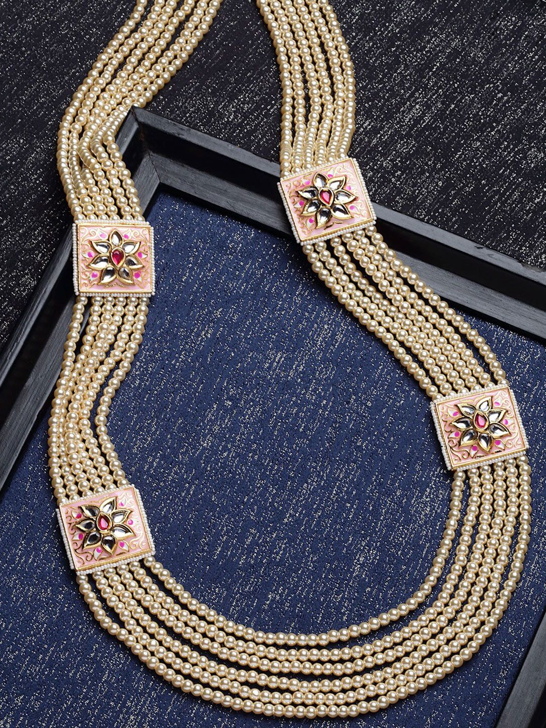 PANASH Gold-Toned & Pink Gold-Plated Layered Necklace Price in India