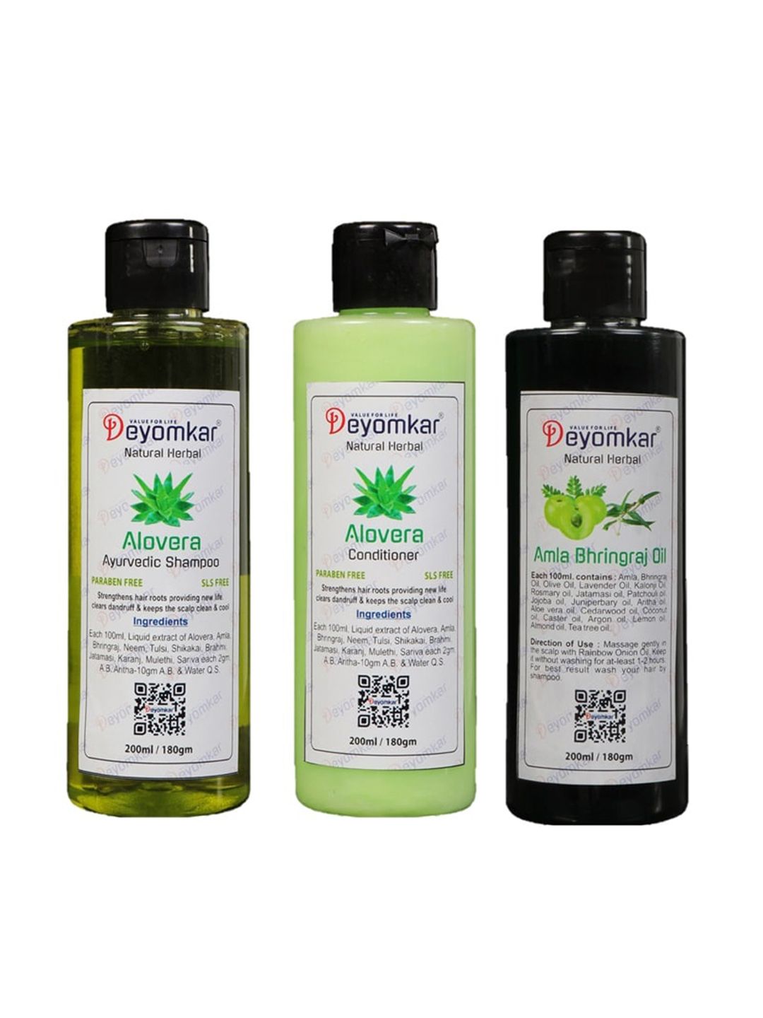 Deyomkar Set of 3 Aloevera Shampoo Conditioner &  Amla-Bhrinjaj Oil Price in India