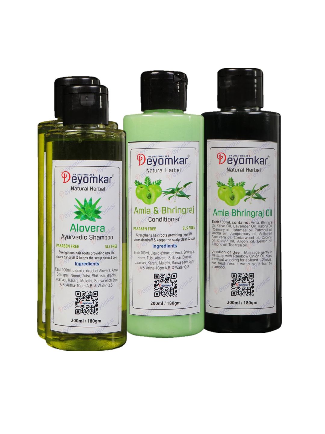 Deyomkar Set Of 4 Green 2 Alovera shampoo, 1 Amla Conditioner, 1 Amla Oil -200 Ml Price in India