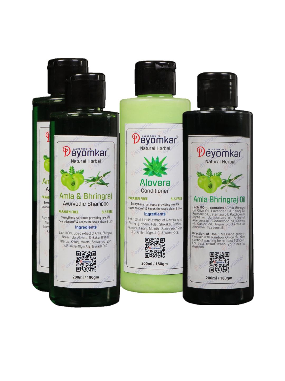 Deyomkar Unisex Pack Of Amla Brinjraj shampoo, Conditionern & Oil Price in India