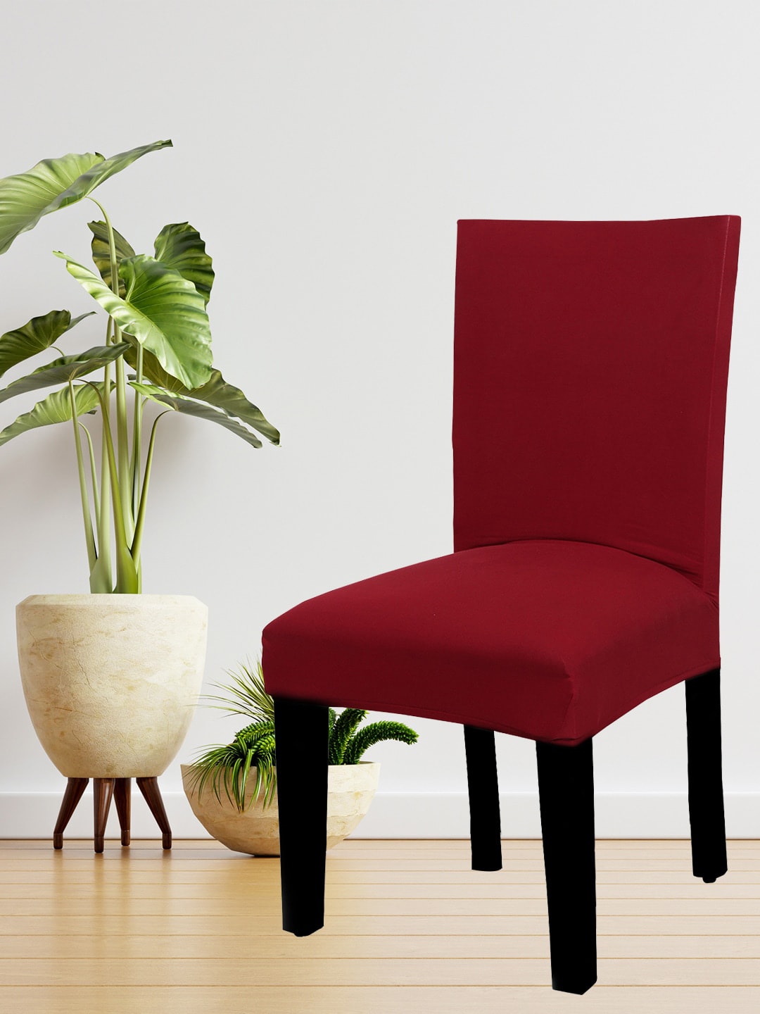 HOUSE OF QUIRK Single Maroon Solid Removable Chair Cover Price in India