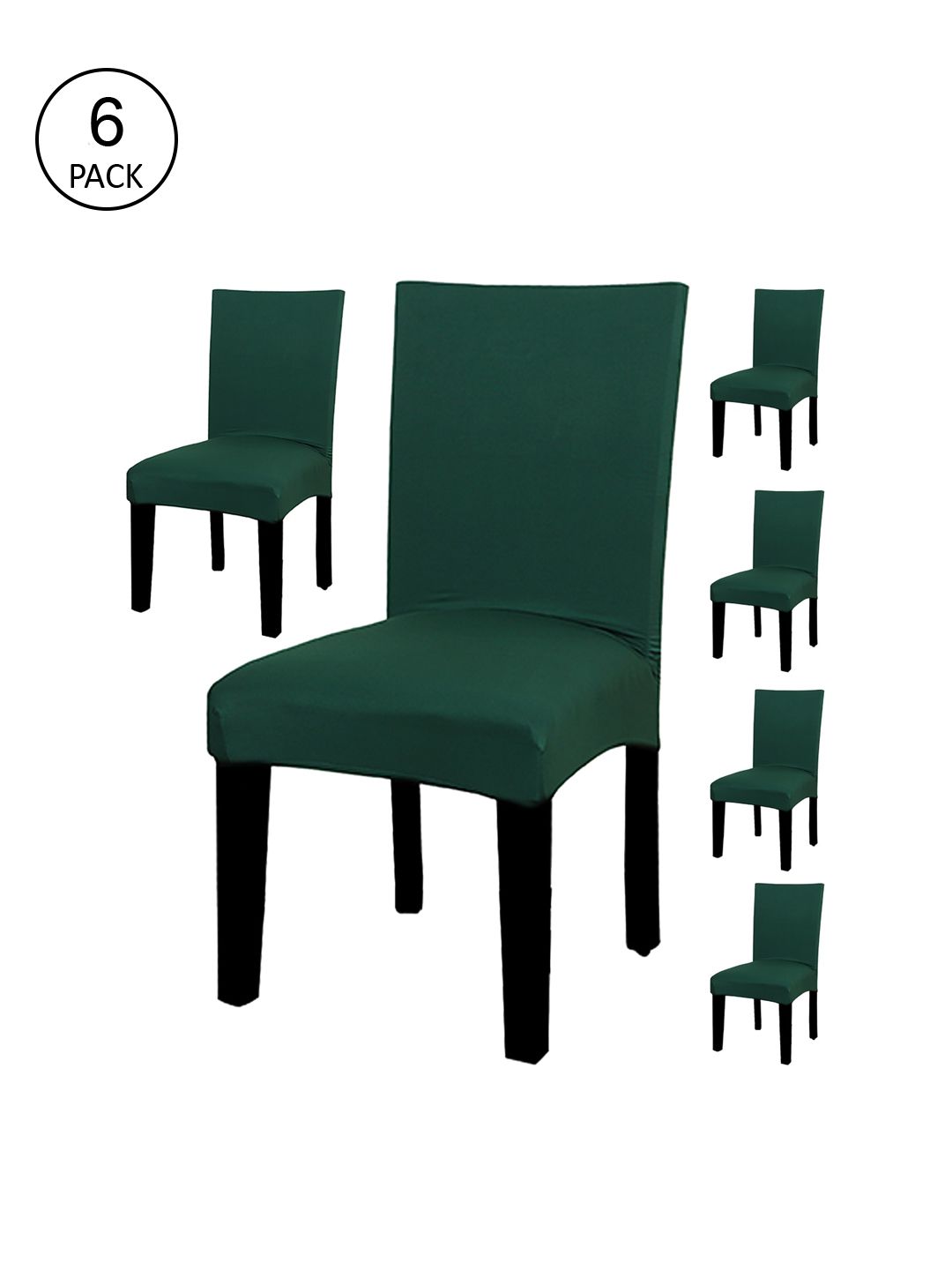 HOUSE OF QUIRK Set Of 6 Green Solid Removable Chair Covers Price in India