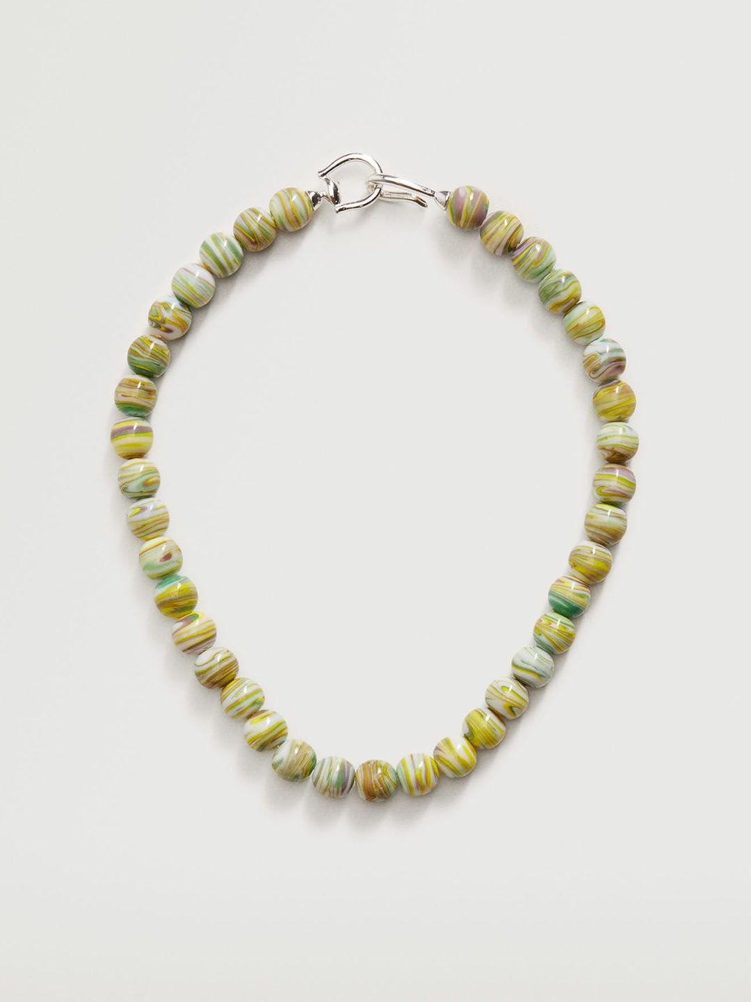 MANGO Green & Yellow Beaded Necklace Price in India