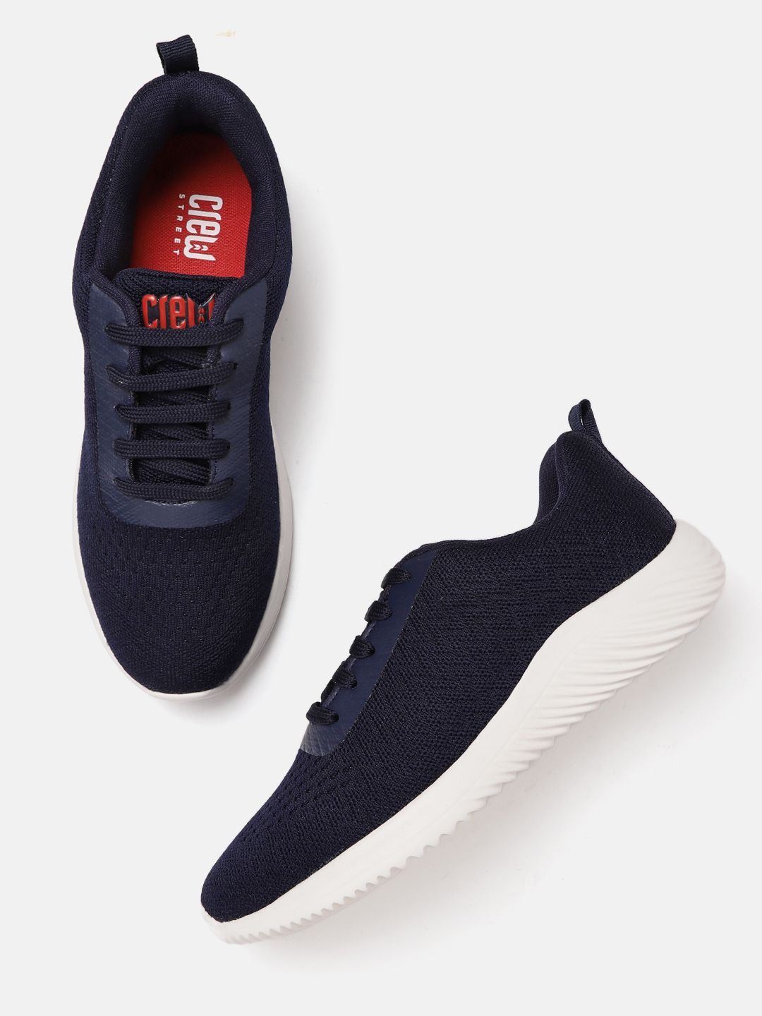 Crew STREET Women Navy Blue Woven Design Sneakers Price in India