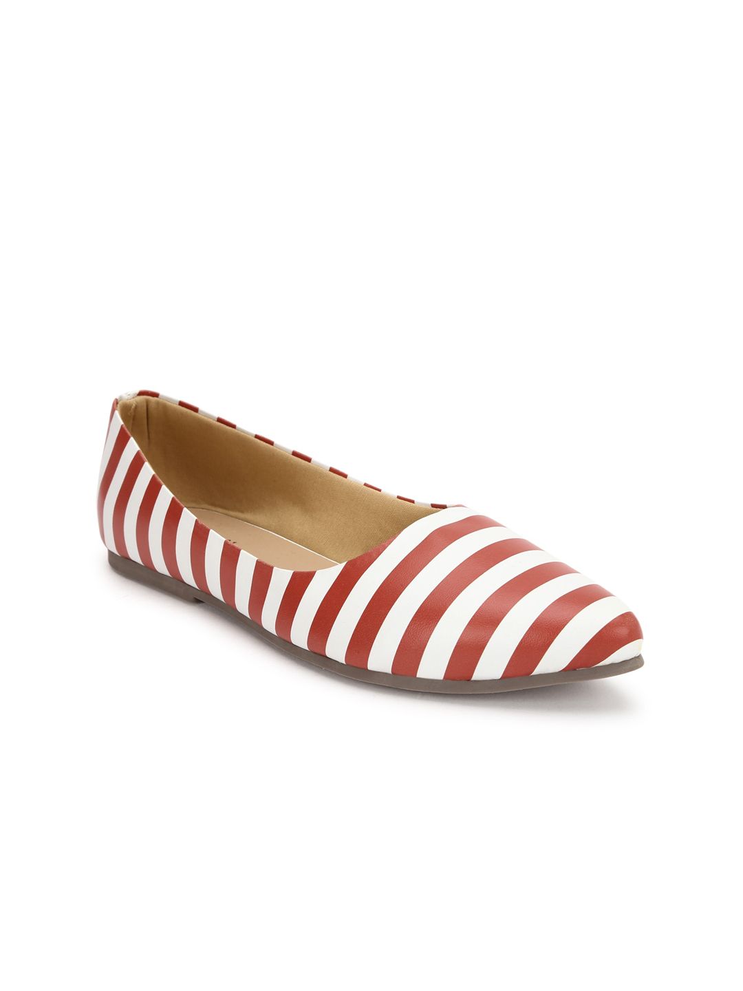 FOREVER 21 Women Red & White Striped Ballerinas