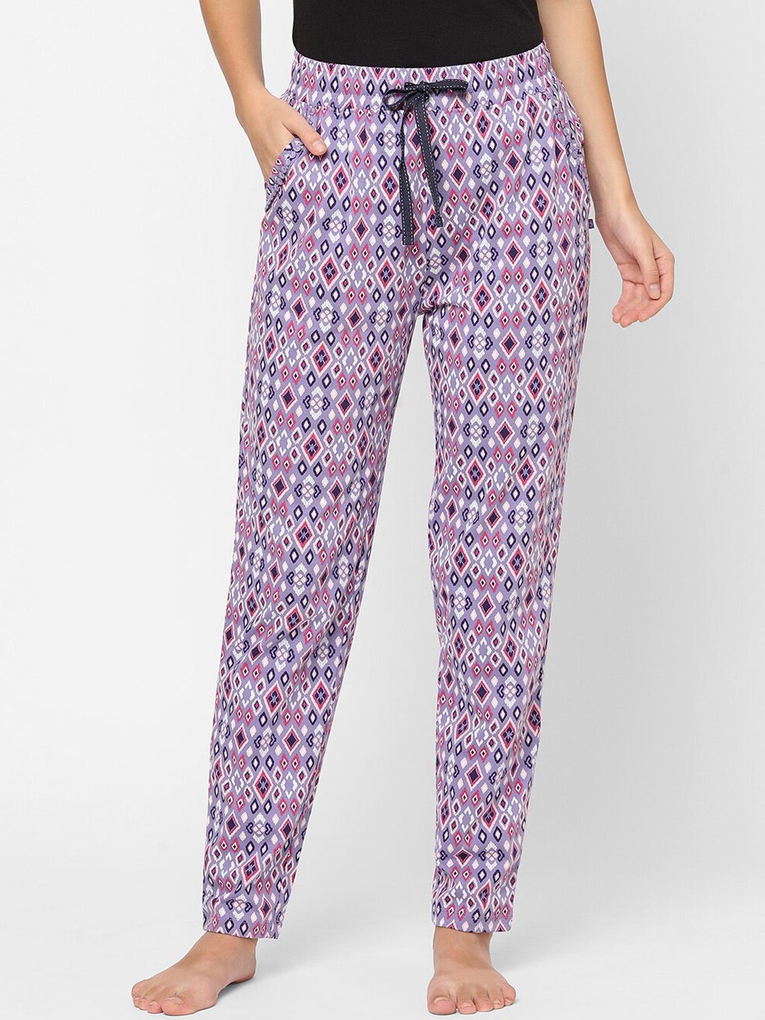 MAYSIXTY Women Purple Printed Pure Cotton Pyjama Price in India