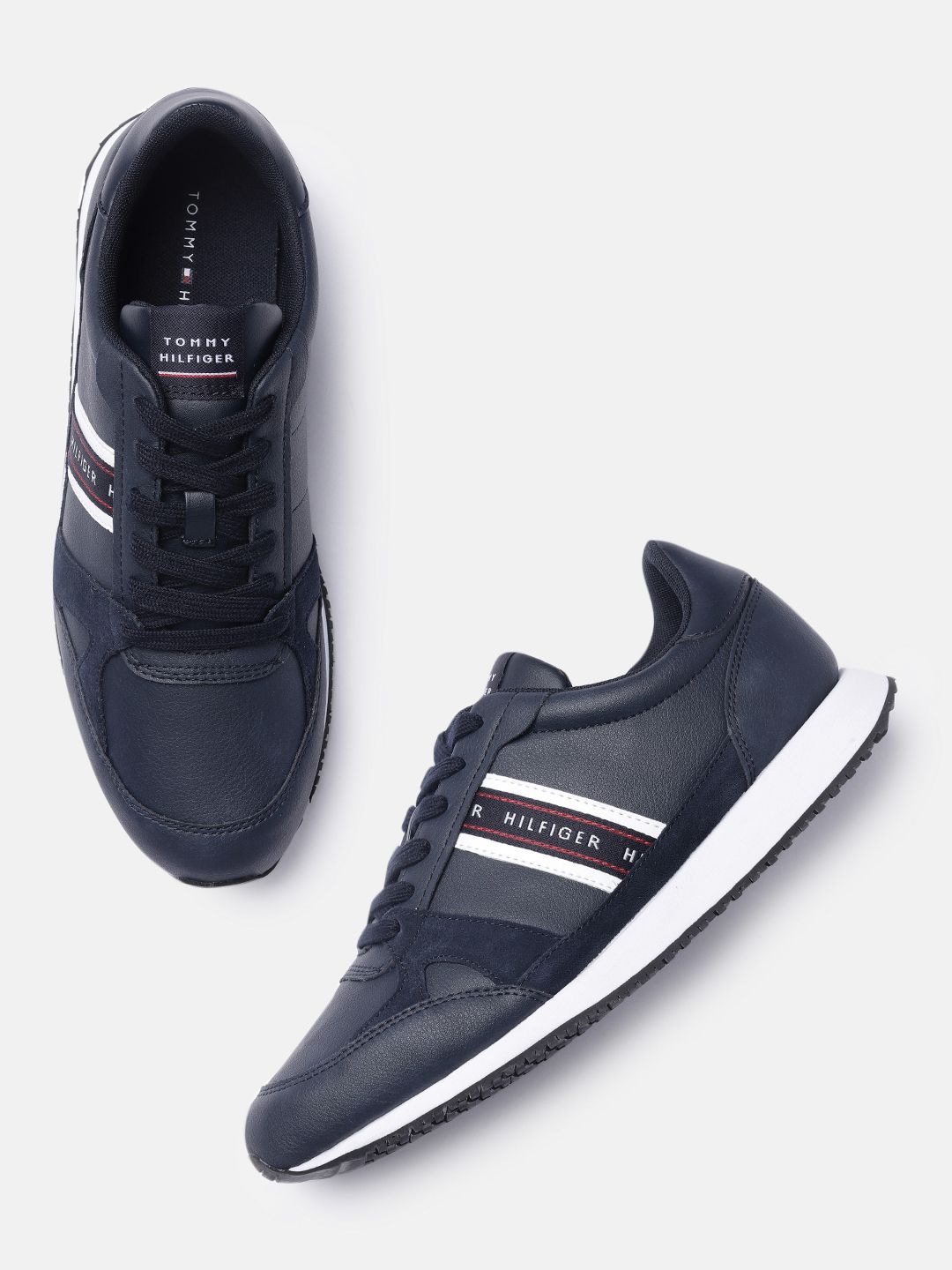 Tommy Hilfiger Men Navy Blue Leather Sneakers