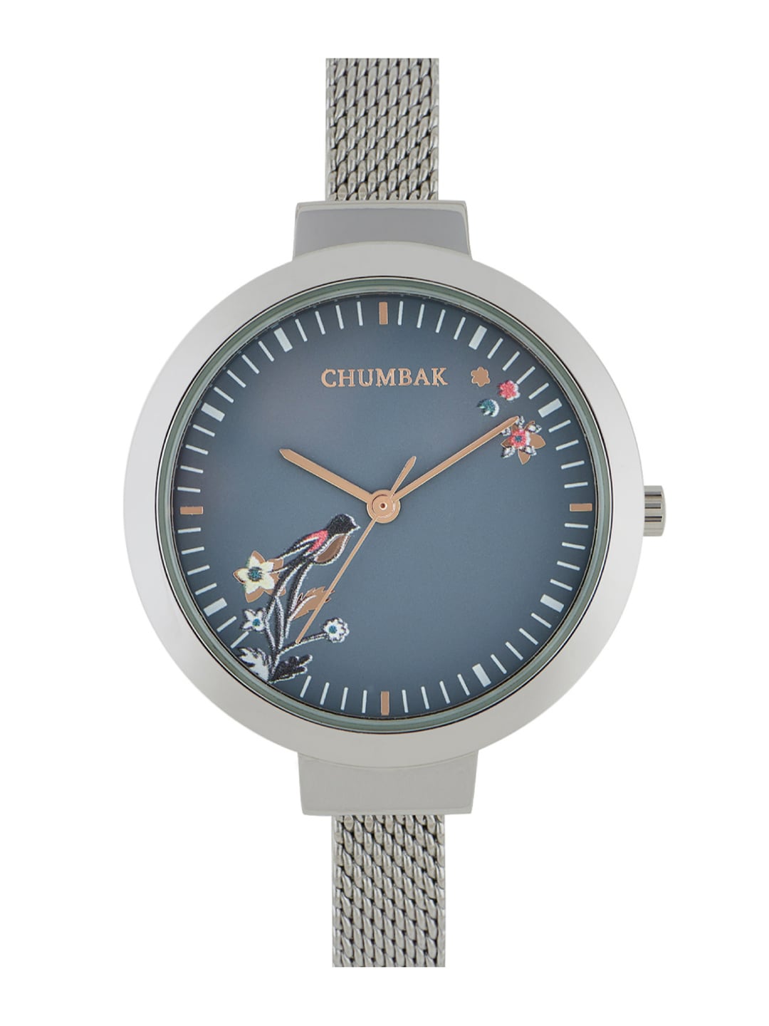 Chumbak Women Blue Dial & Silver Toned Bracelet Style Straps Analogue Watch 8907605106064 Price in India