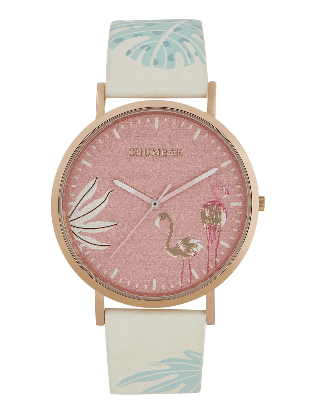 Chumbak Women Pink Printed Dial Leather Straps Analogue Watch 8907605106033 Price in India