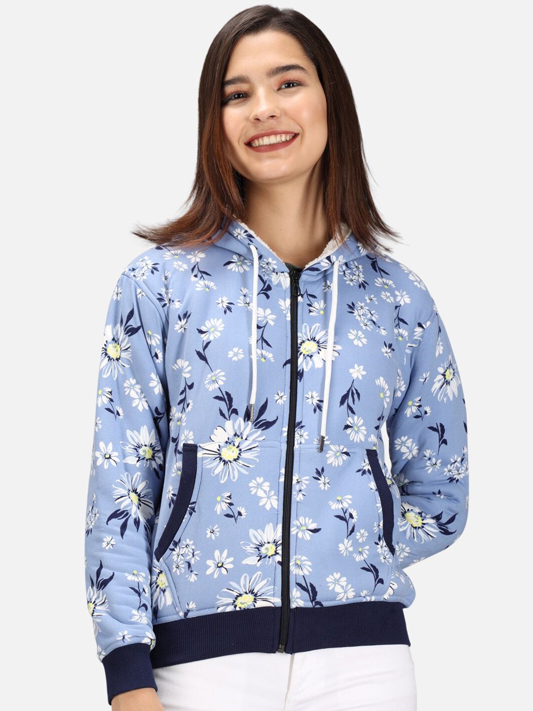 ANTI CULTURE Women Blue Printed Sweatshirt Price in India