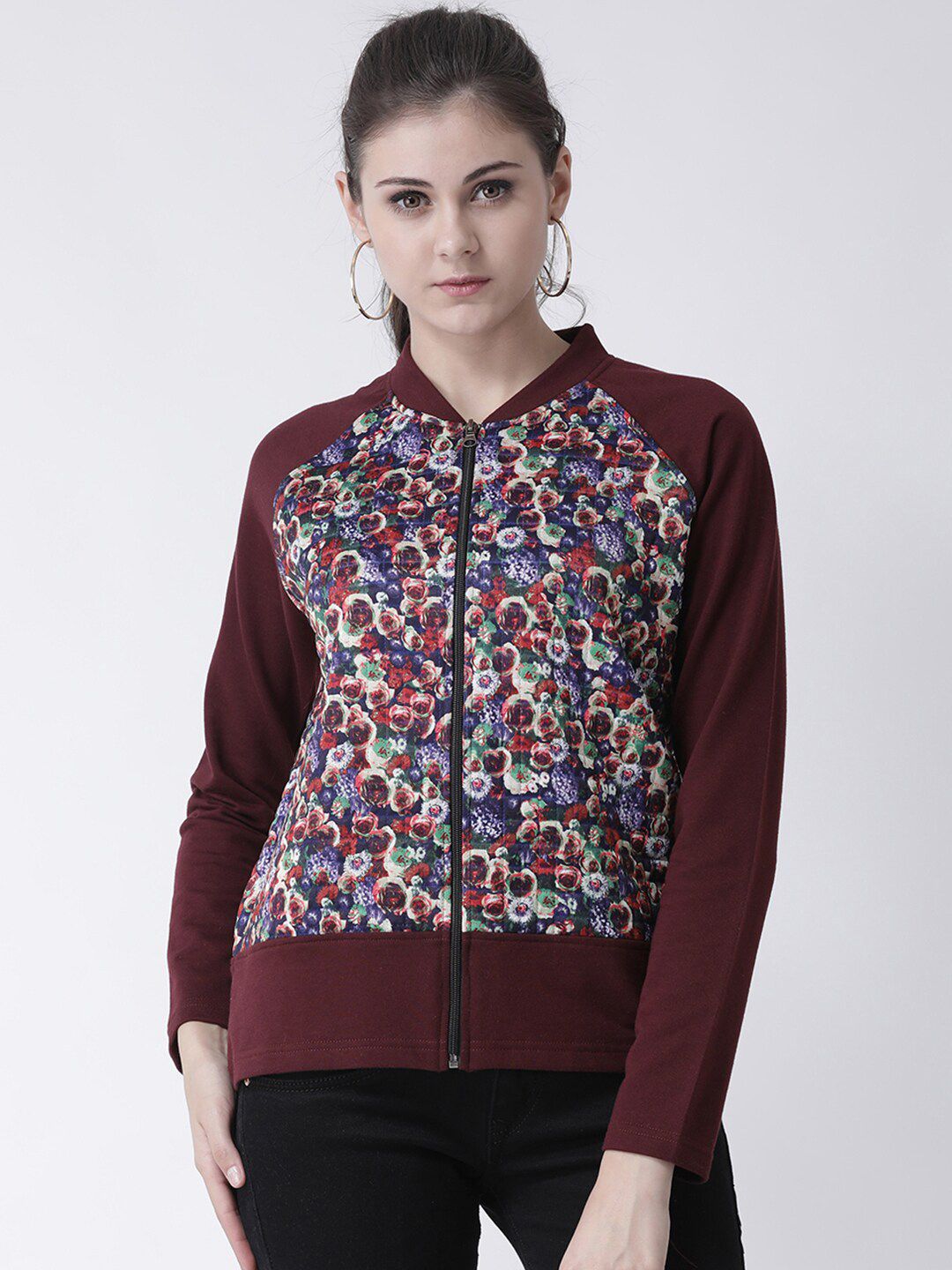 Club York Women Burgundy Printed Sweatshirt Price in India