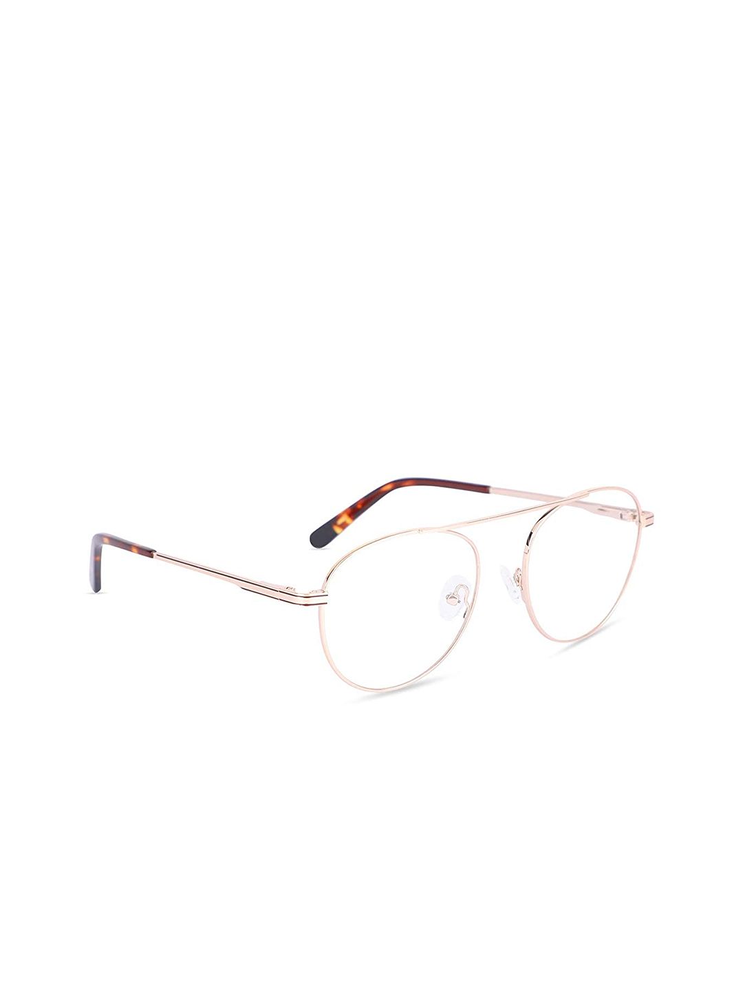 MARC LOUIS Unisex Gold-Toned & Brown Full Rim Aviator Frames GA3172-C3 FR Price in India