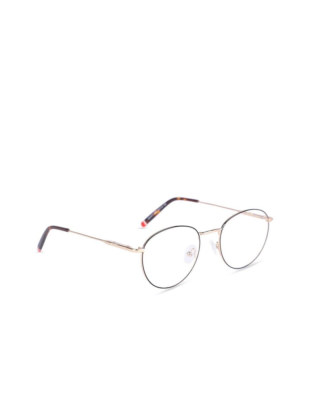 MARC LOUIS Unisex Black & Gold-Toned Full Rim Round Frames MARC LOUIS LB1077 Price in India