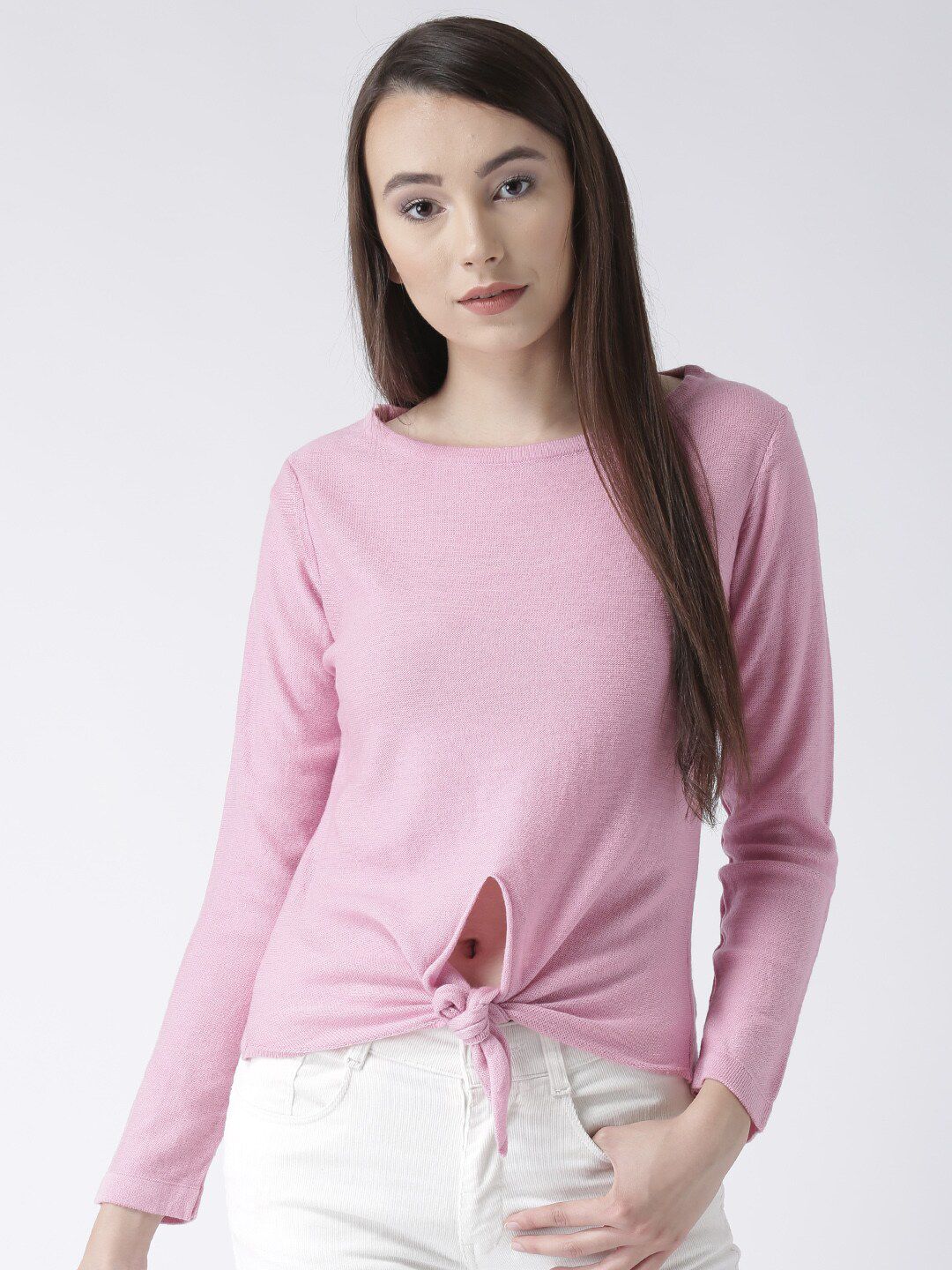 Club York Women Pink Solid Acrylic Pullover Price in India