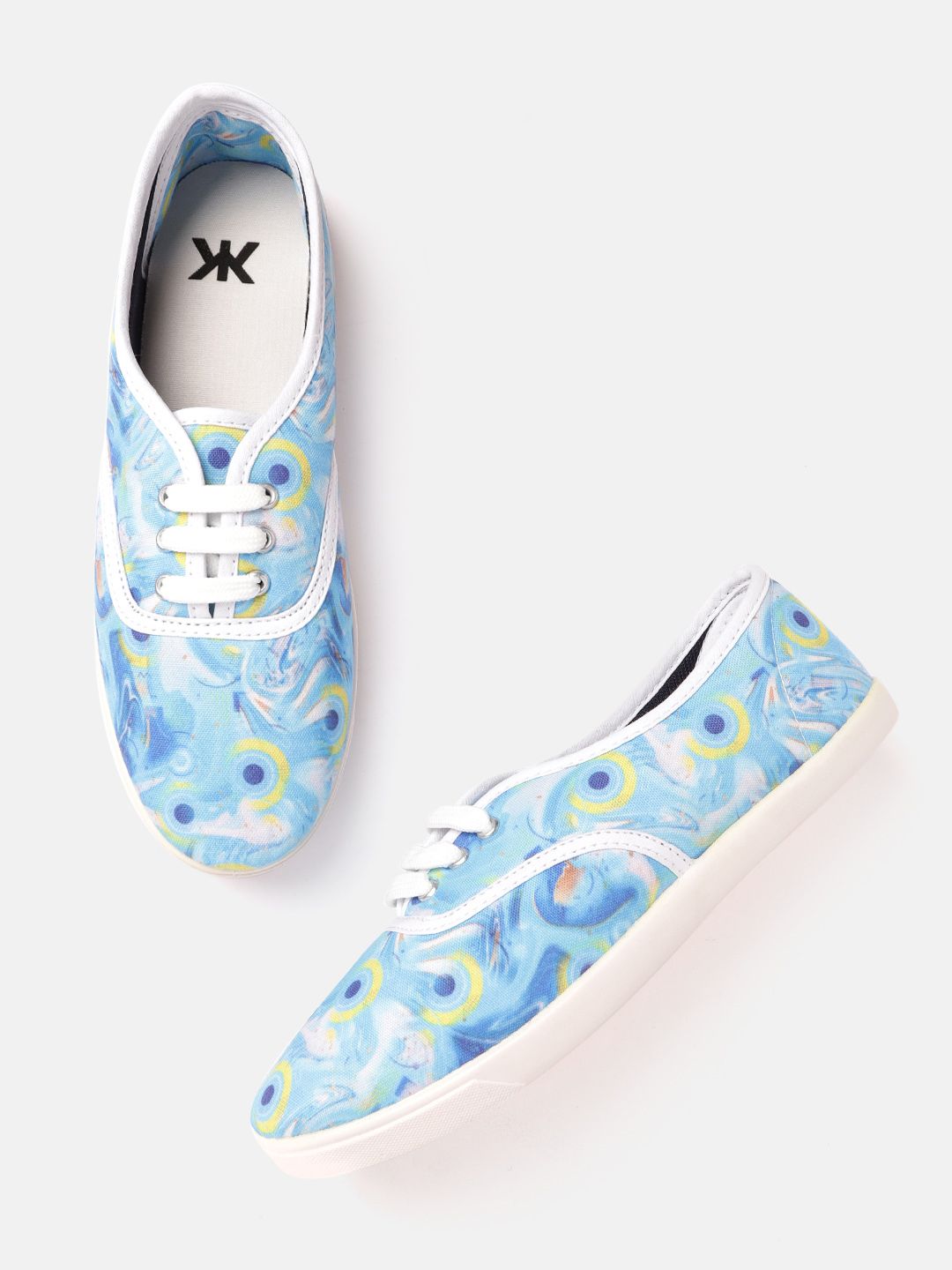 Kook N Keech Women Blue & White Printed Sneakers Price in India